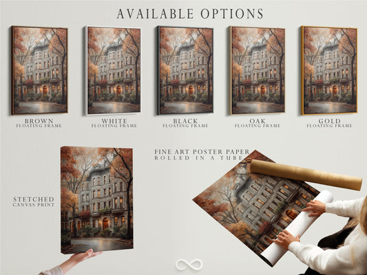 Product Spotlight: Vintage Brownstone Canvas Art — Autumn Cityscape in Neutral Architecture