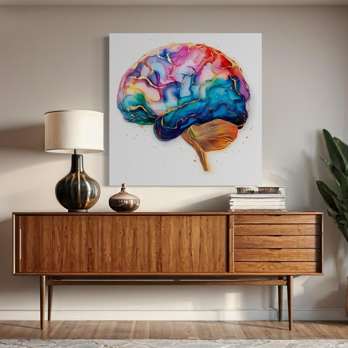 Brain Wall Art - Neuroscience Wall Decor, Abstract Brain Canvas Art, Modern Science Artwork, Medical Office Wall Art, Psychology Office Art