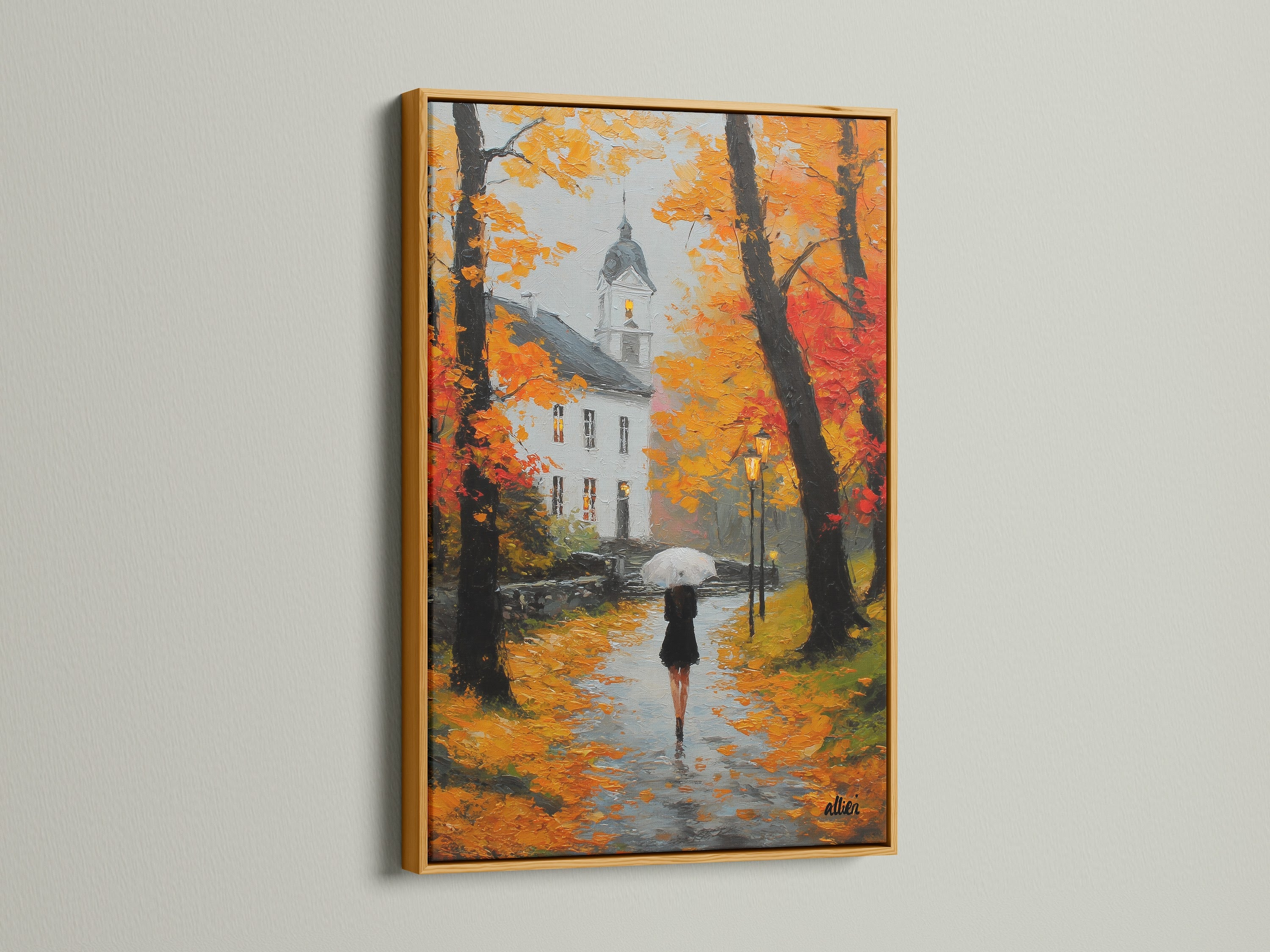 Artwork with a gold frame. The gold frame adds a touch of luxury. This frame enhances the richness of the artwork. Perfect for adding elegance to any space. The gold frame is eye-catching. It makes the art feel special.