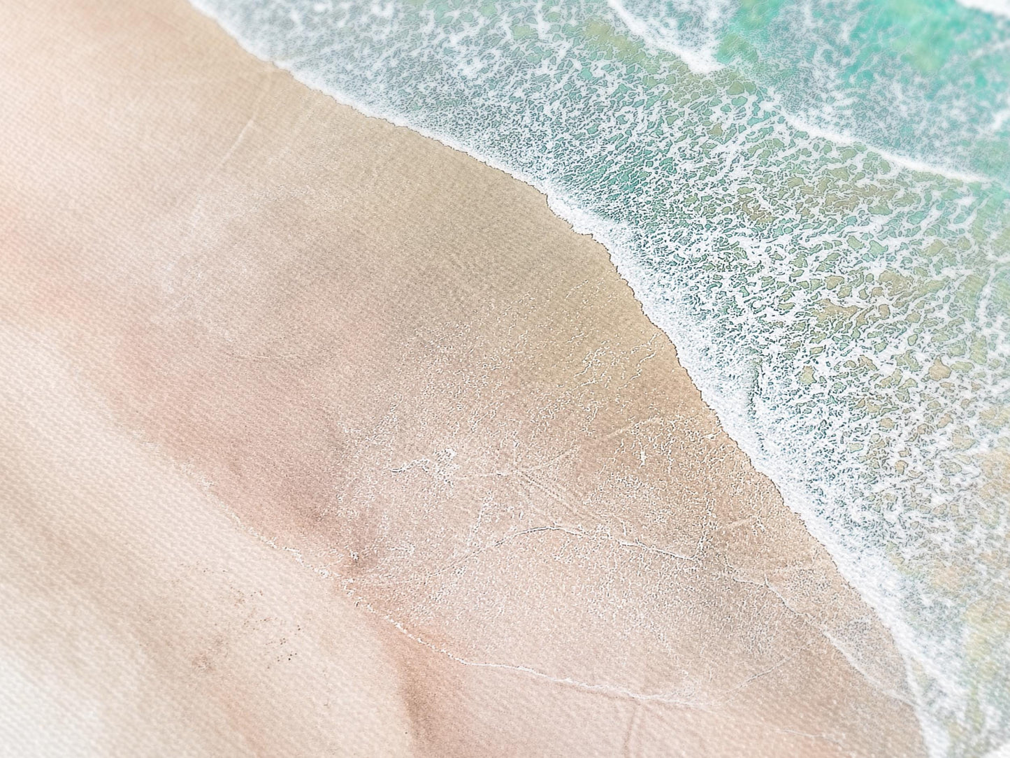 Beach Aerial View Canvas Print – Modern Coastal Wall Art, Ocean Waves and Sandy Shore, Contemporary Seaside Decor for Bedroom or Living Room