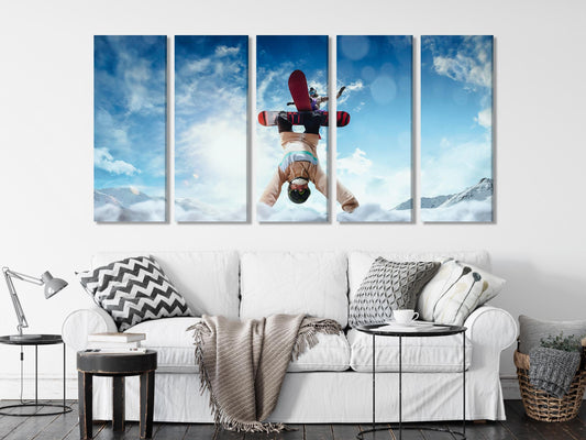 Snowboarder Canvas Print, Extreme Sports Wall Art, Large Winter Adventure Decor, Snowboarding Trick Artwork, XXL Mountain Sports Canvas Art