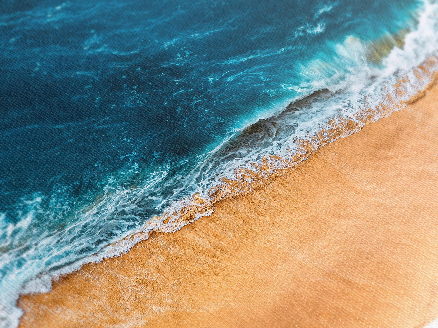 Sandstrand Leinwandbild – Strandwellen Kunstdruck, Küstenwanddekoration, Meereslandschaft Kunstdruck, Küstenwandkunst Sommer Thema Geschenk, Strandwellen Kunst