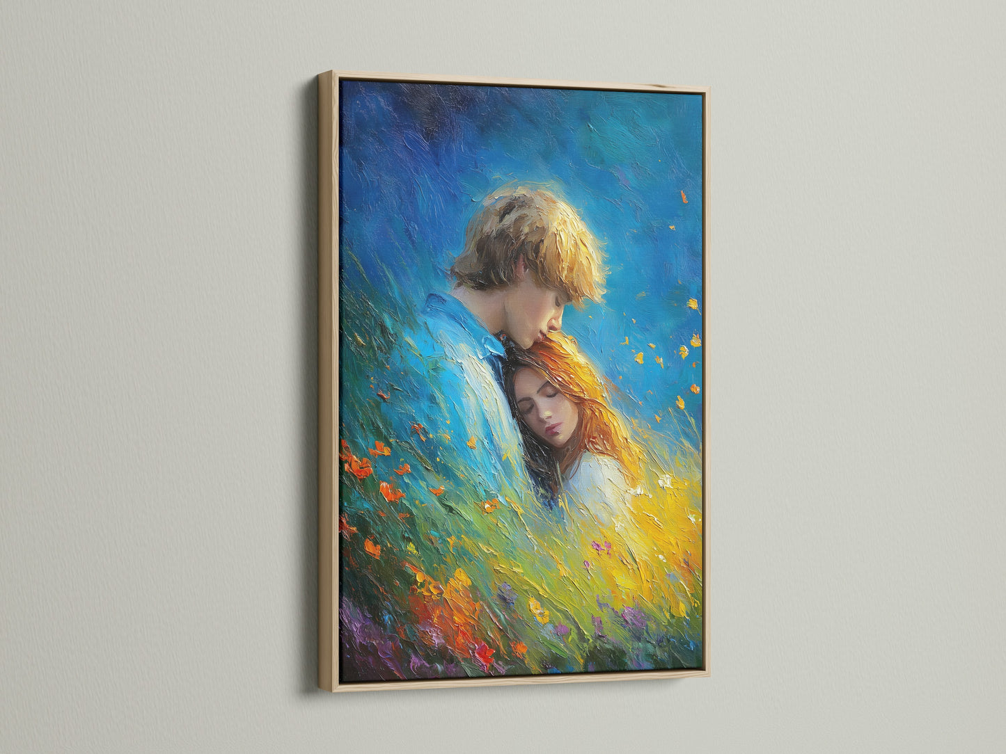 Admire the beauty of this oak frame enhancing a captivating artwork. The natural wood grain adds warmth to any art piece. It's a classic choice for a timeless display. Perfect for blending with various interior styles. See how an oak frame elevates this artwork. Discover your ideal frame today