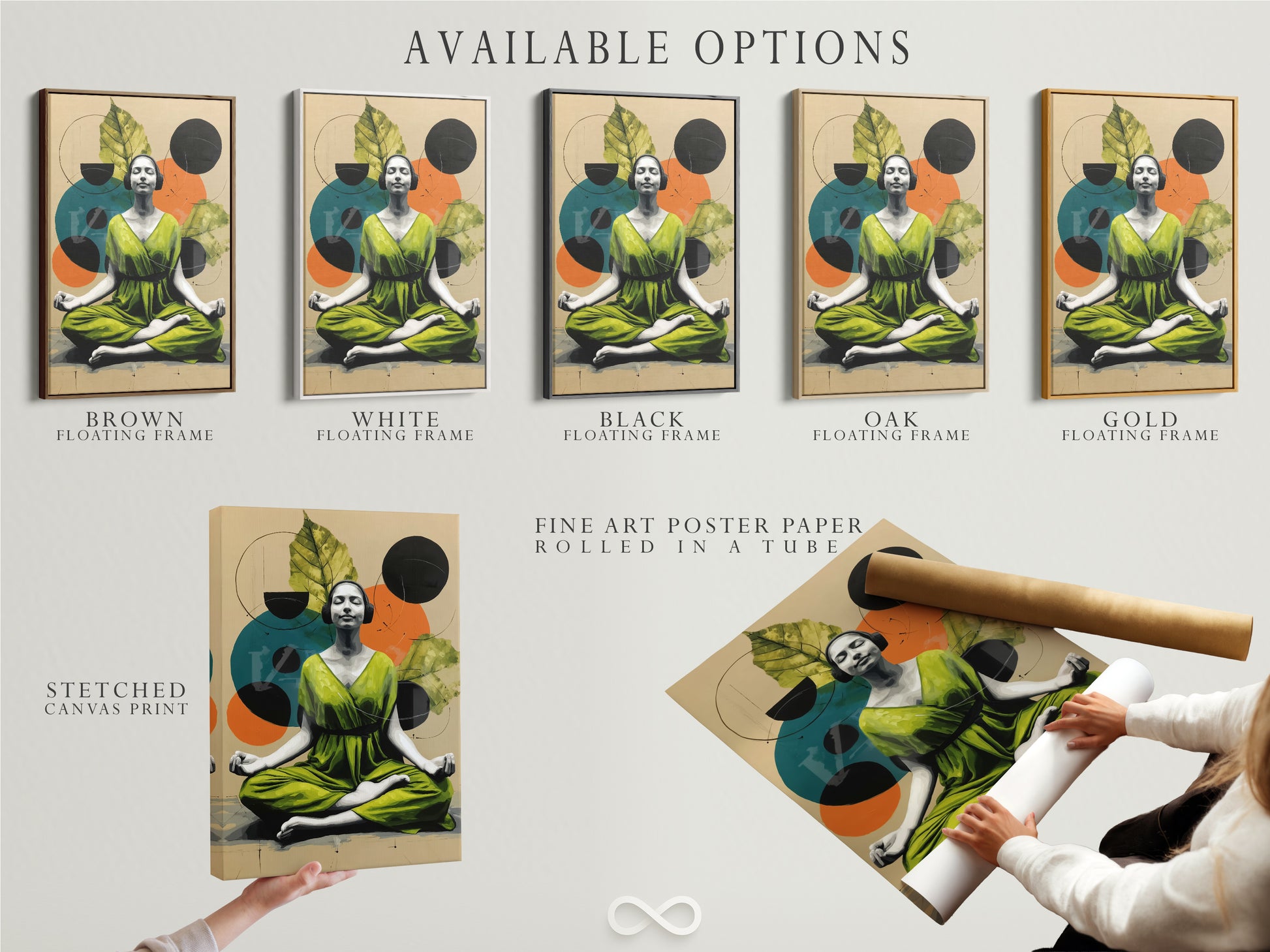 Explore available options for meditation artwork. Stretched canvas prints fine art poster paper and floating frames are available. Customize your zen yoga canvas print to match your style. Find the perfect piece for your space.