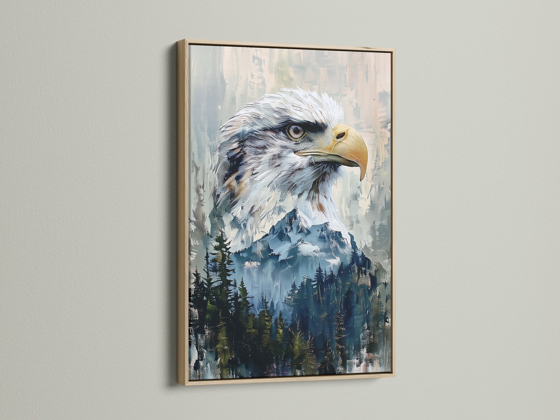 This artwork is displayed in an oak frame. The natural wood adds warmth to the piece. Oak frames offer a classic touch. Enhance your art with our oak frame selection.