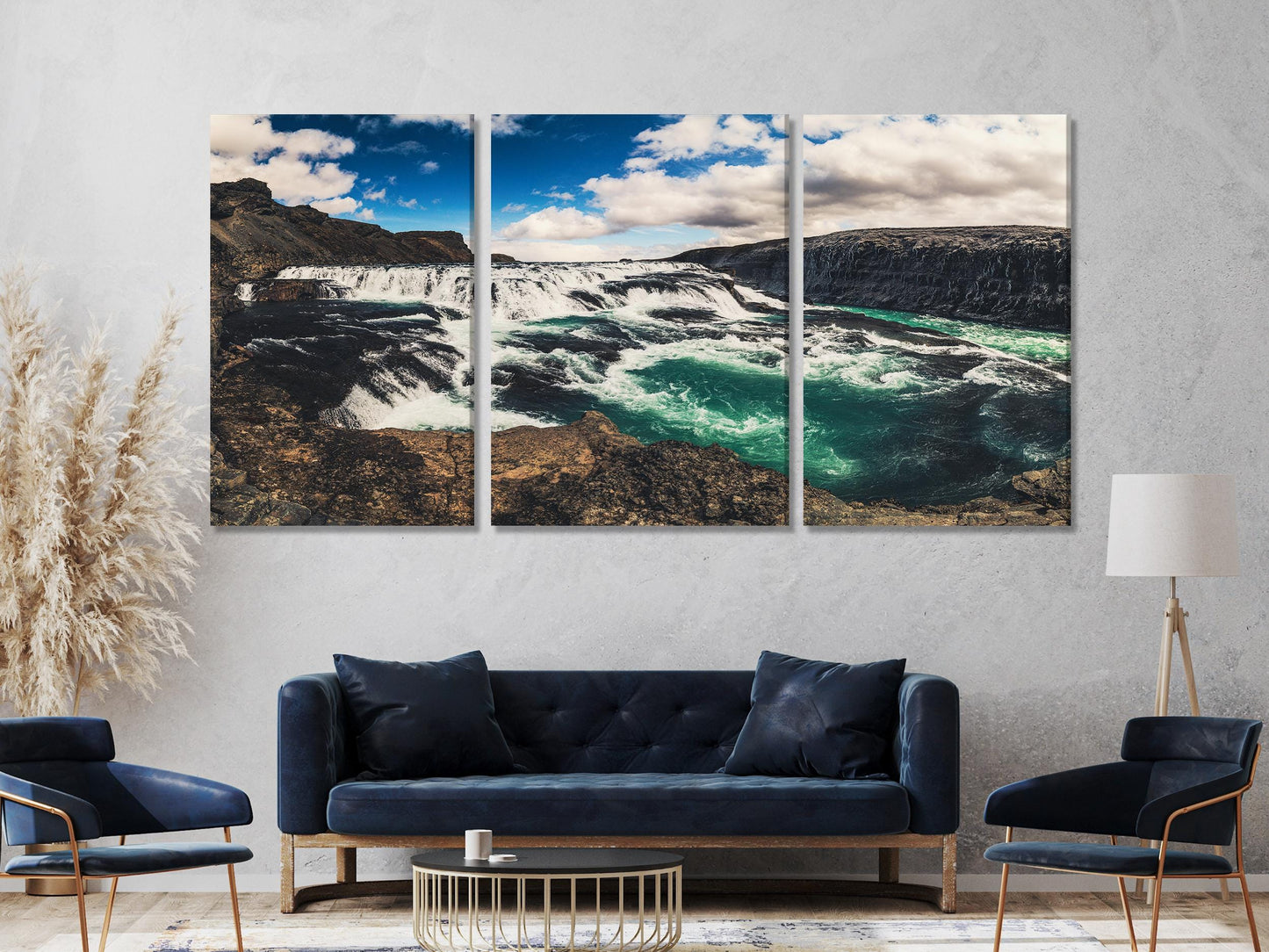 Gullfoss Canvas Art – Waterfall Wall Art, Iceland Landscape Art Print, Iceland Wall Decor, Waterfall Wall Art, Gullfoss Waterfall Canvas Art