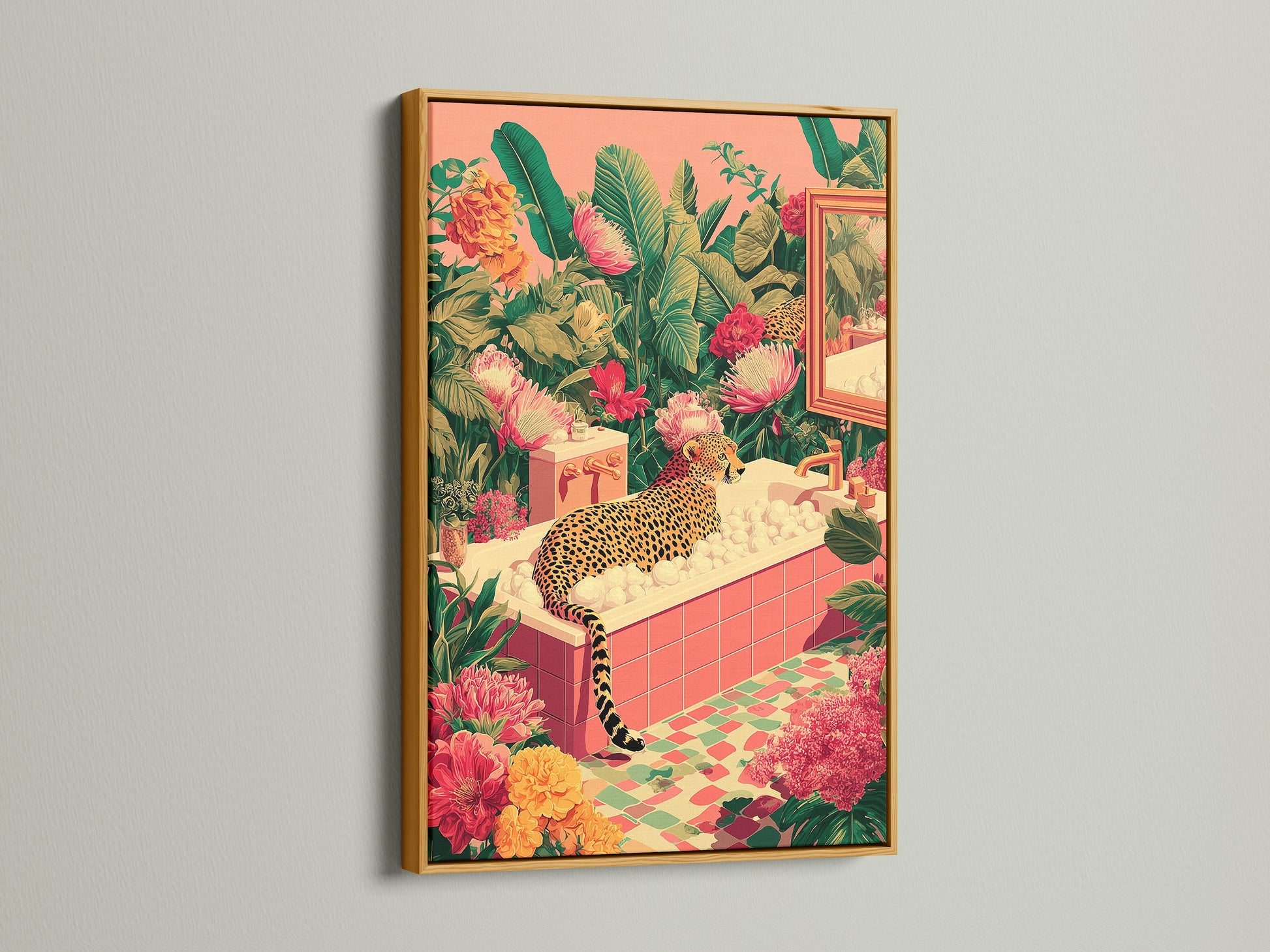 A gold frame highlights a beautiful art piece. The gold finish adds a touch of luxury. It brings glamour to any room. Our gold frames offer a refined aesthetic. Add elegance to your artwork with a radiant gold frame. Shop our exclusive gold frame selection now.