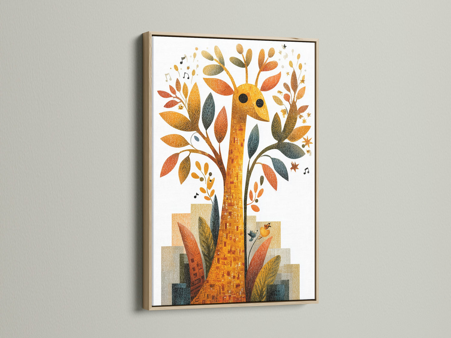 Elevate your art with an oak frame. The natural wood grain adds warmth. This giraffe art print is beautifully showcased. Discover the timeless appeal of oak for your cherished artwork.