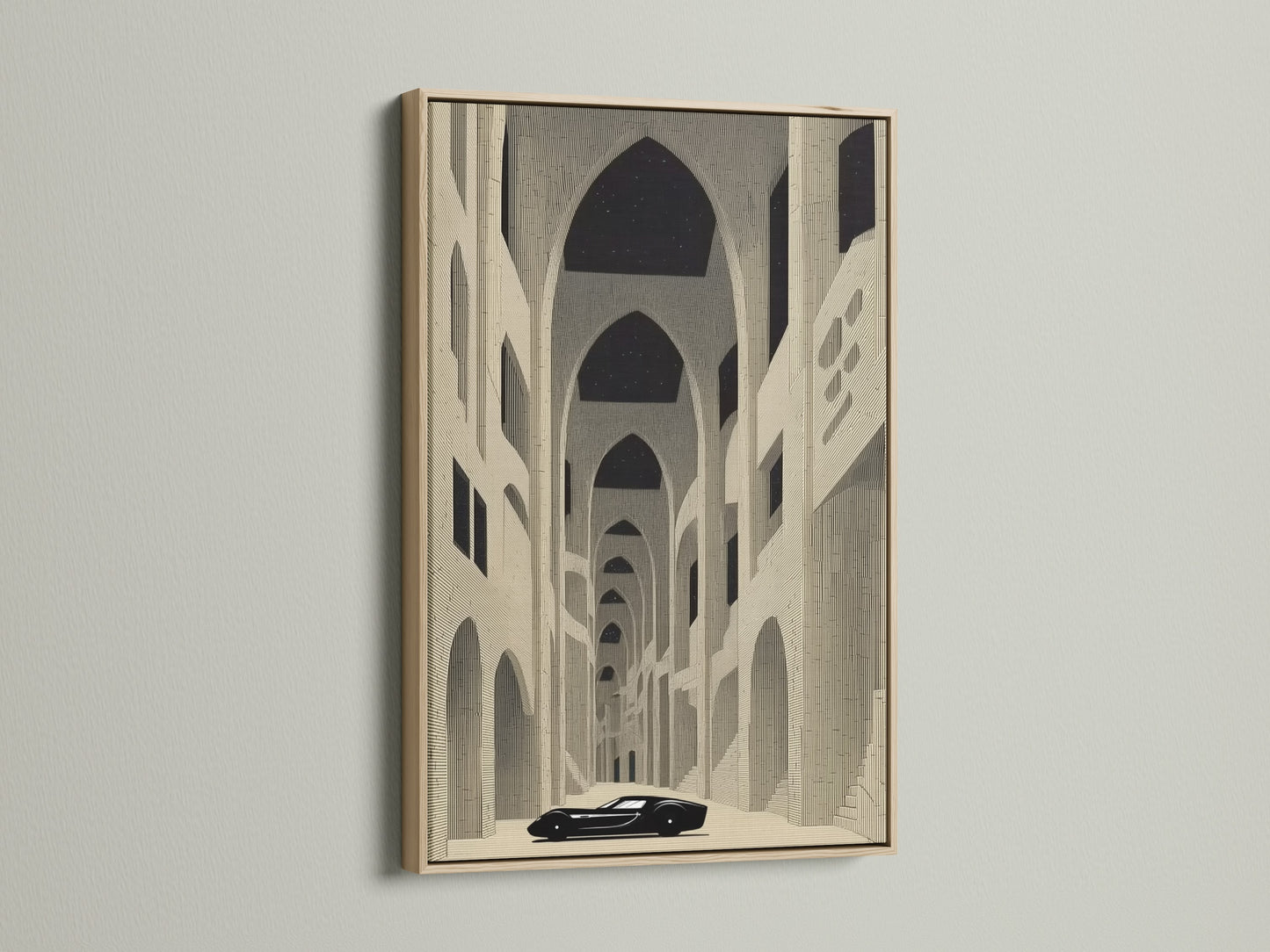 Elevate your gothic cathedral art with an oak frame. This vintage architecture piece gains warmth from the natural wood. Perfect for medieval church art this frame enhances any room. The oak provides a classic touch to gothic wall decor.