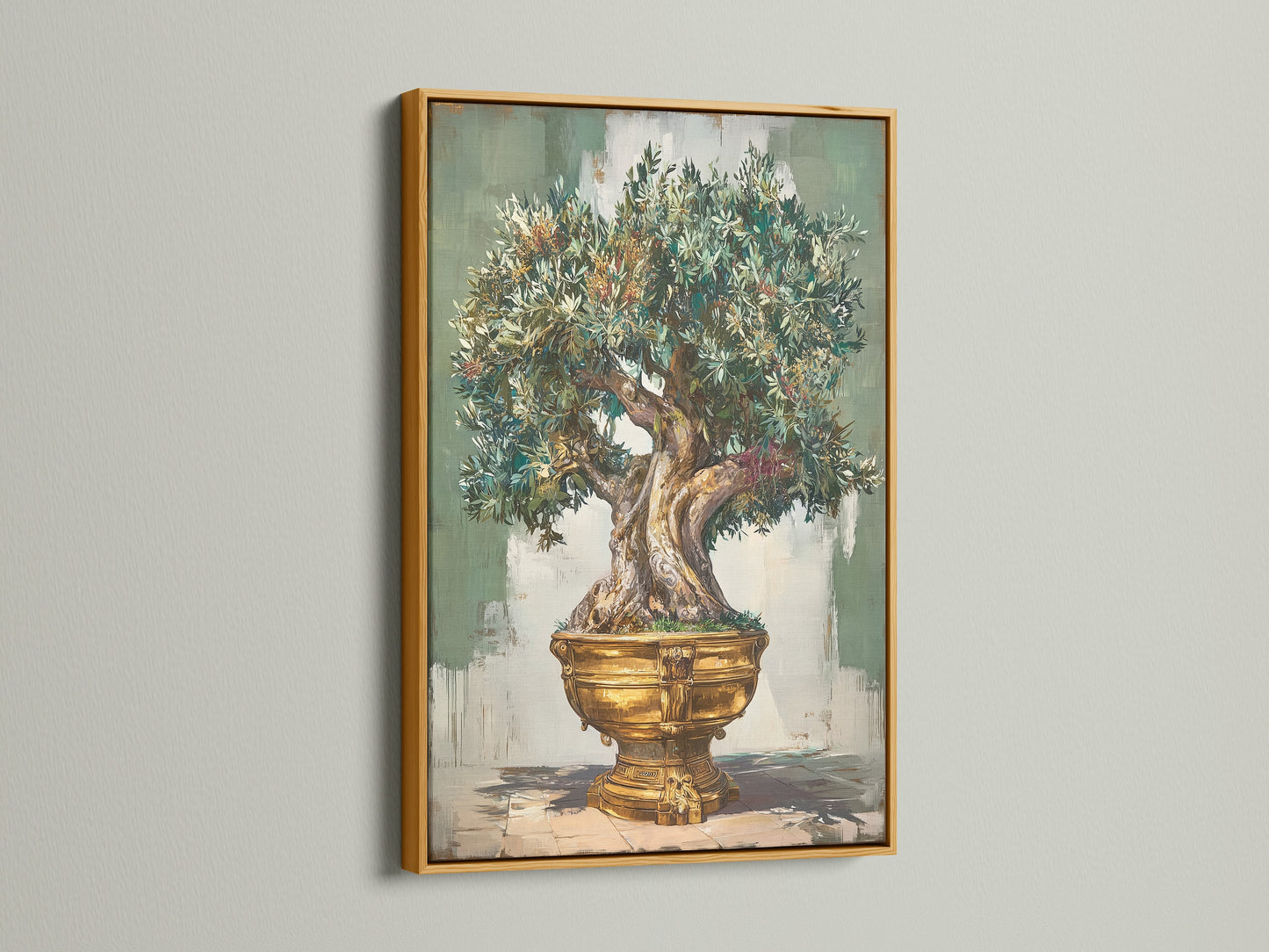 View artwork in a luxurious gold frame. The gold frame adds a touch of elegance and richness. It enhances the artwork's details. Perfect for traditional and opulent interiors. Transform your art with a gold frame.