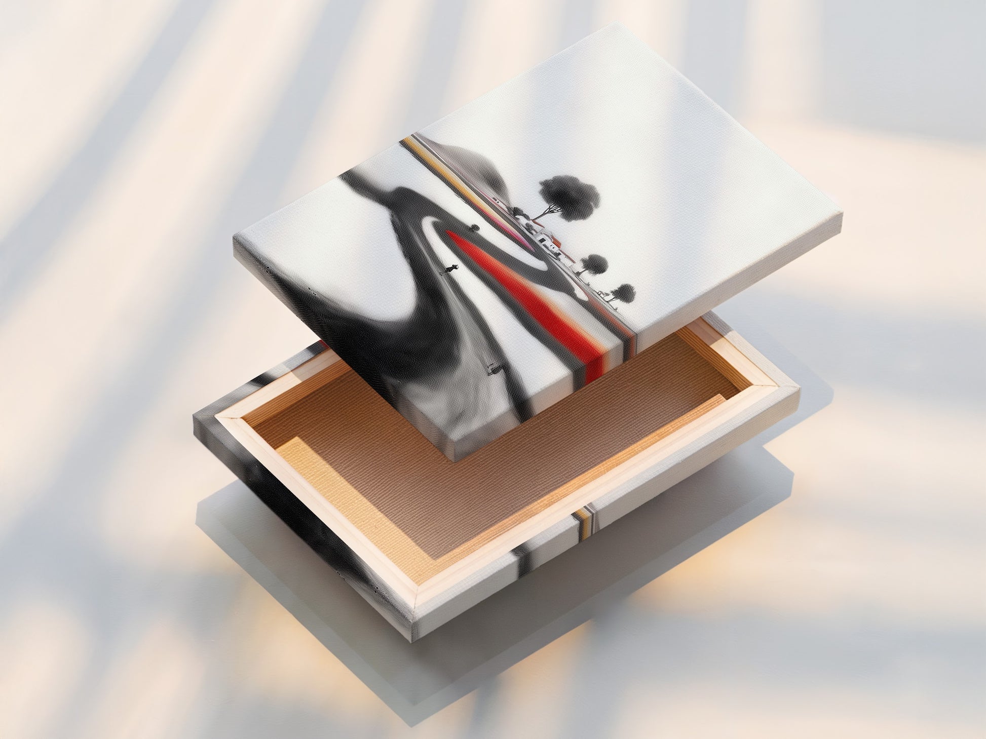 This is a stretched canvas print of the Ink Wash Landscape artwork. The stretched canvas offers a gallery-worthy presentation. Minimalist Asian-inspired wall art enhances any room. This zen wall art brings a sense of calm. The artwork is perfect for minimalist Scandinavian or eclectic styles.