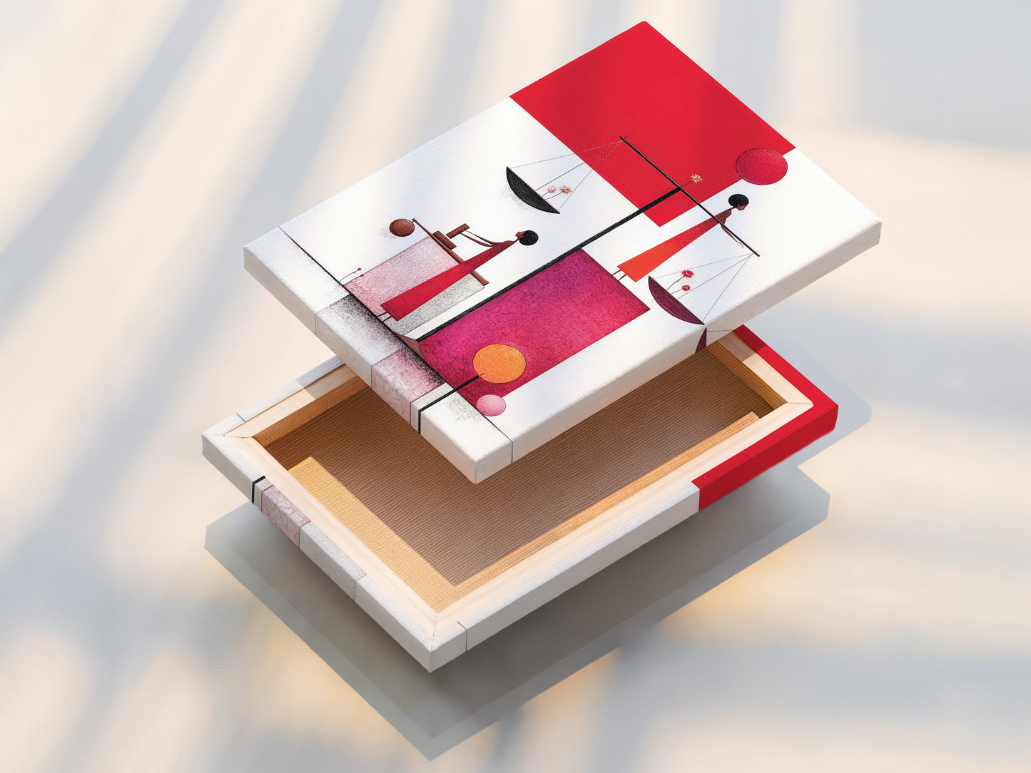 Stretched canvas print of the Justice Scales artwork. This ready-to-hang canvas print is a simple way to add sophisticated art. Ideal for law offices or modern living spaces. The abstract scales design adds style