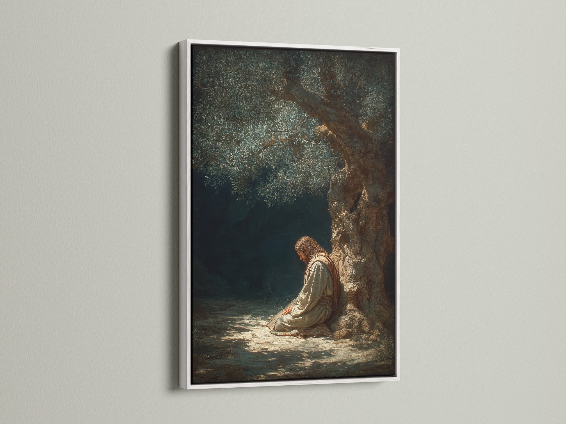 The artwork is displayed in a white frame. A white frame offers a clean and modern aesthetic. It makes the artwork pop. It provides a versatile framing solution. Elevate your artwork with a sleek white frame.