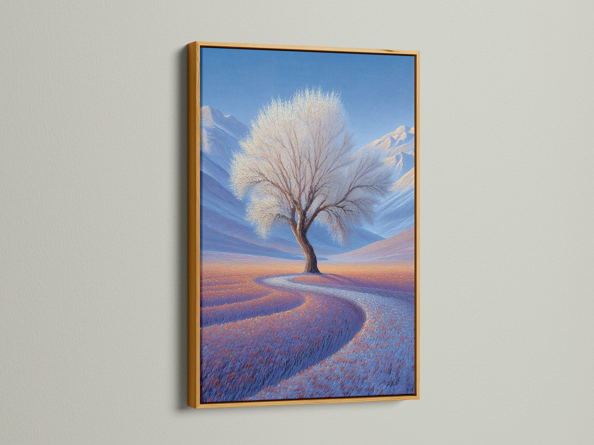 A gold frame adds a touch of luxury. It elevates the artwork's presentation. Gold frames bring warmth and elegance. Perfect for traditional or opulent interiors. It enhances the art's visual appeal.