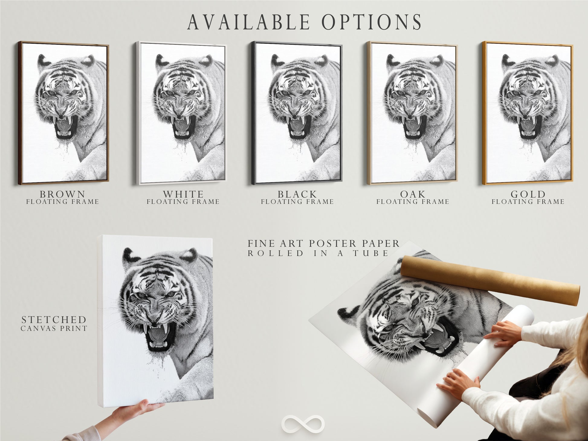 Available options include a stretched canvas print a fine art poster paper and a floating frame. Choose the perfect format to match your style. Each option enhances the artwork differently. They all provide a unique way to display art. Customize your artwork to fit your needs.