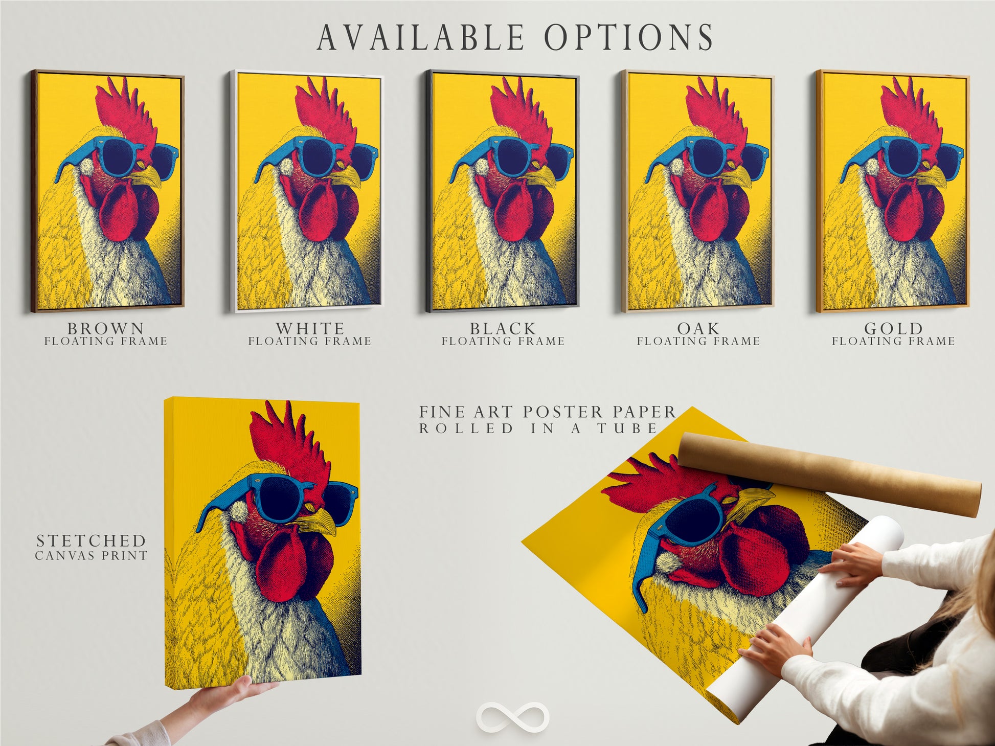 Available options are displayed. Choose from stretched canvas prints fine art poster paper or a floating frame. Customize your artwork to match your style. Select the perfect option for your home or office.