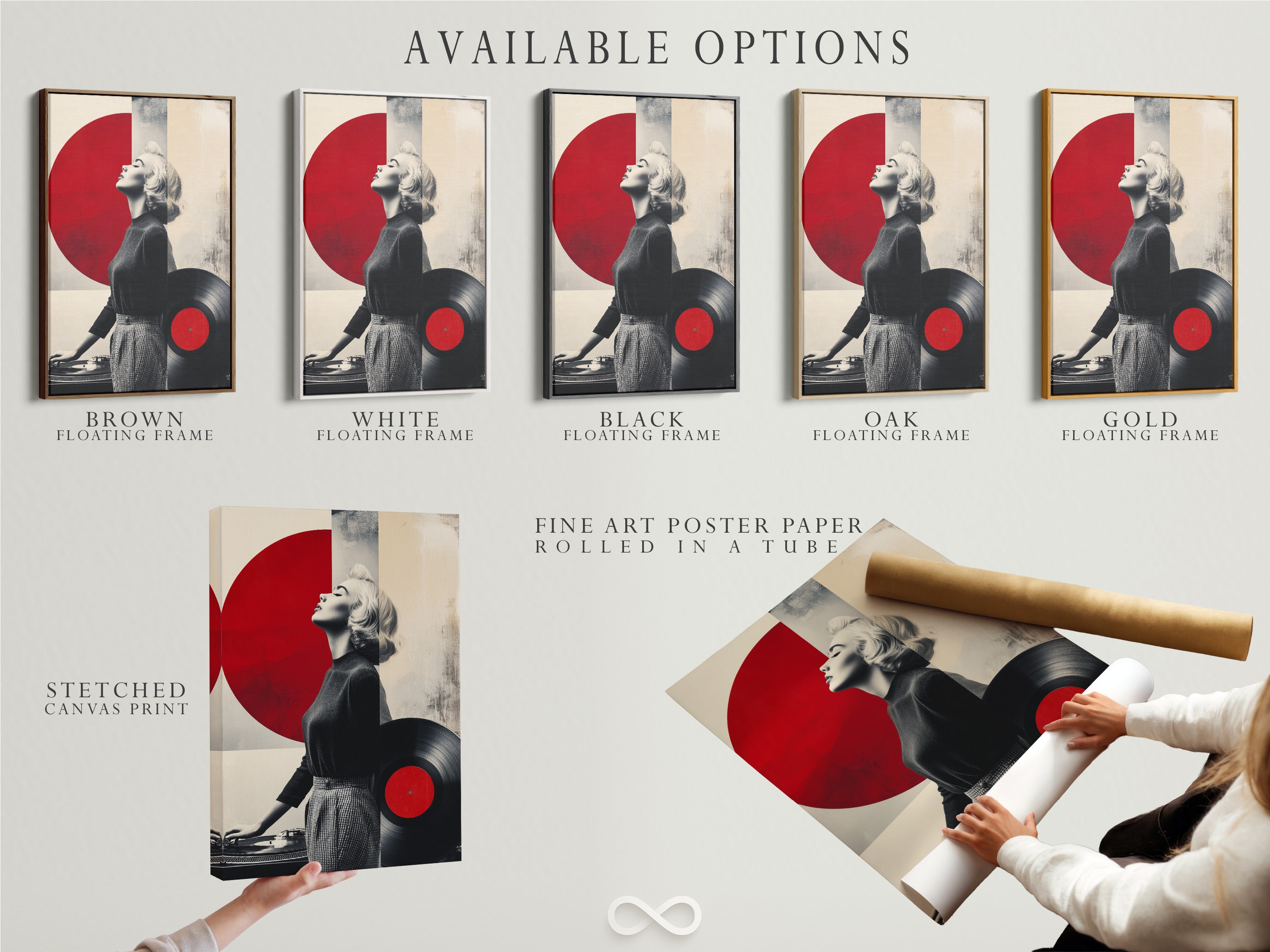 Explore available options for our vintage music artwork. Choose from stretched canvas print fine art poster paper or a floating frame. Customize your retro dj print to fit your style. Find the perfect piece here.