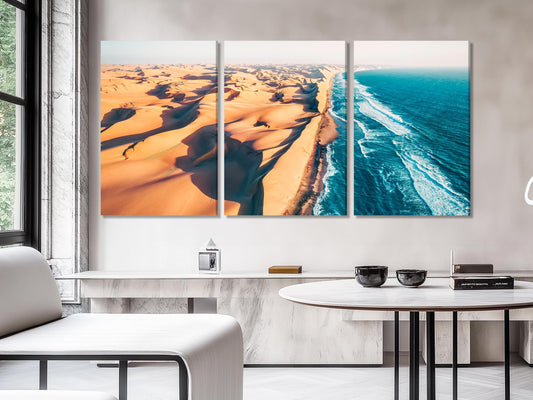 Namib Desert Canvas Art - Atlantic Ocean Canvas Print, Skeleton Coast Wall Art, Large Coastal Desert Artwork, Namibia Wall Decor African Art