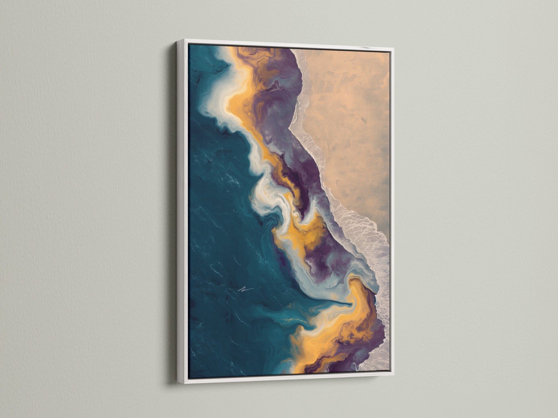 A crisp white frame highlights the artwork. Its clean lines bring a modern touch to your decor. This frame ensures the art takes center stage. Ideal for minimalist interiors and gallery walls. Discover the beauty of white framed art.