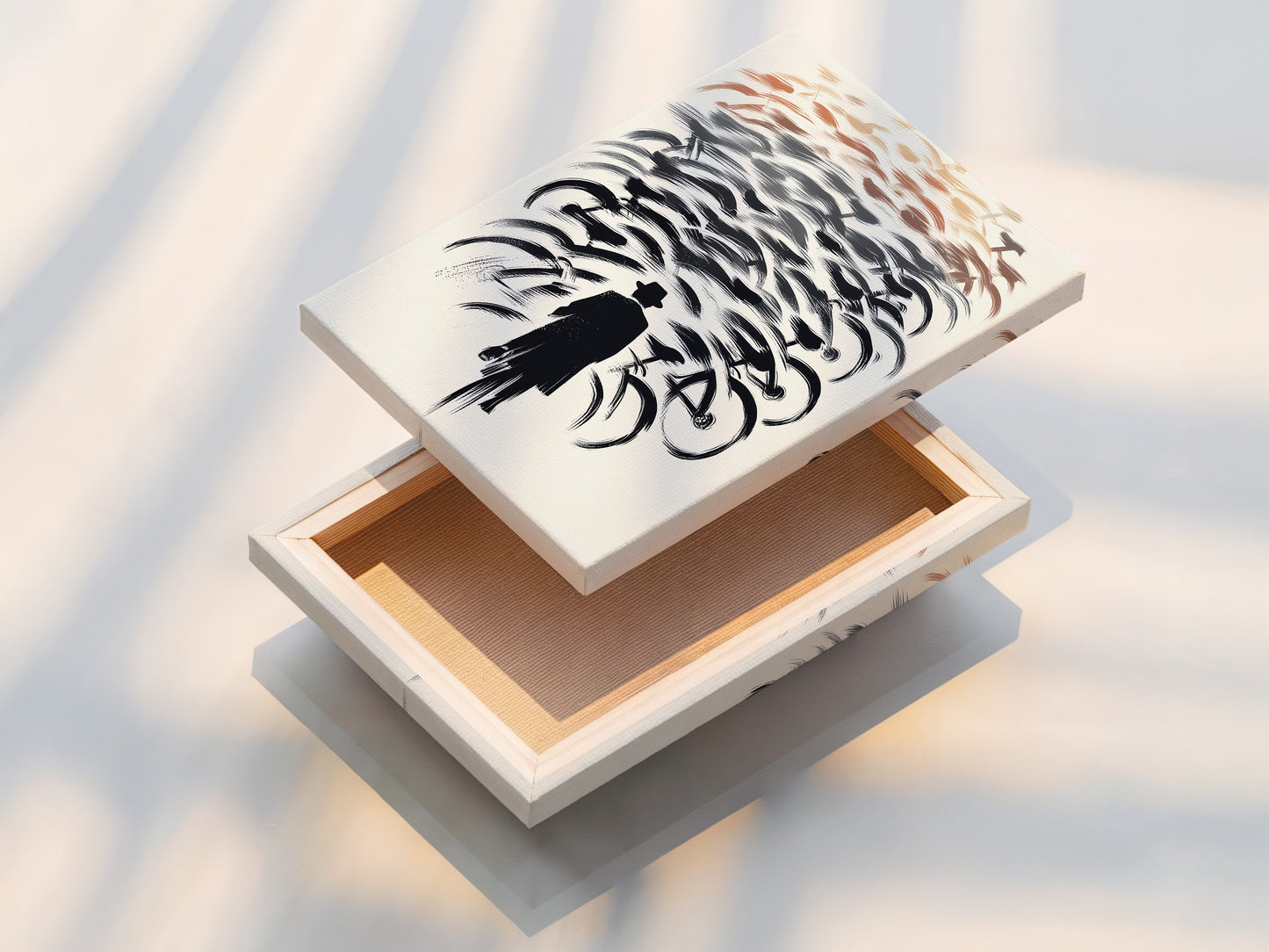 This stretched canvas print features a striking bicycle art piece. Ready to hang the abstract cycling poster is a perfect addition. Ideal for modern homes this bikes wall art elevates any space. Discover our cyclist artwork.