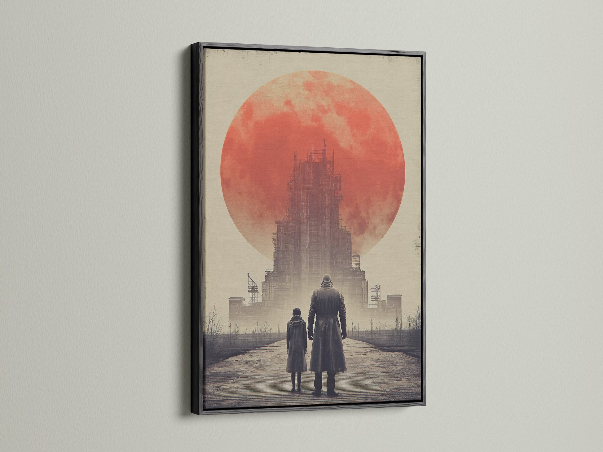 Black frame brings drama to artwork. The dark frame creates a bold statement. A black frame adds sophistication to any piece. View the art piece framed in sleek black. Perfect for modern and classic interiors. Make your art stand out with a black frame.