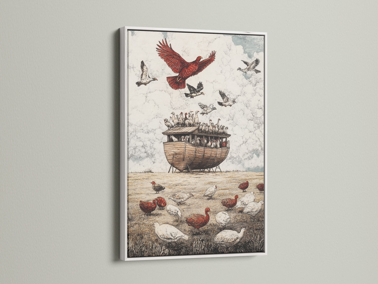 Artwork with a clean white frame. The white frame provides a modern and minimalist look. It makes the artwork stand out. A white frame is a versatile choice for any home decor style.