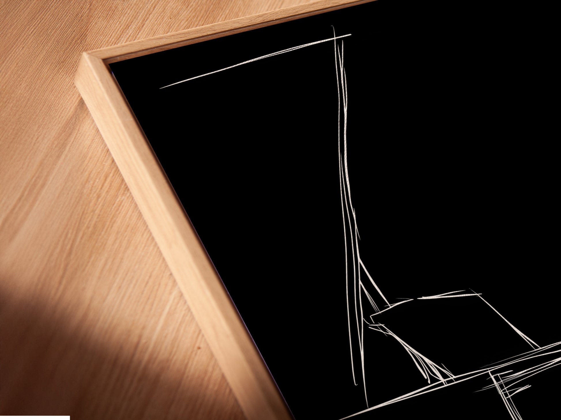 This is a close-up of a canvas print in a floating frame. The black and white jazz piano artwork is a minimalist musician piece. It adds a contemporary touch to any space. The floating frame enhances the artwork. Perfect for music room decor.