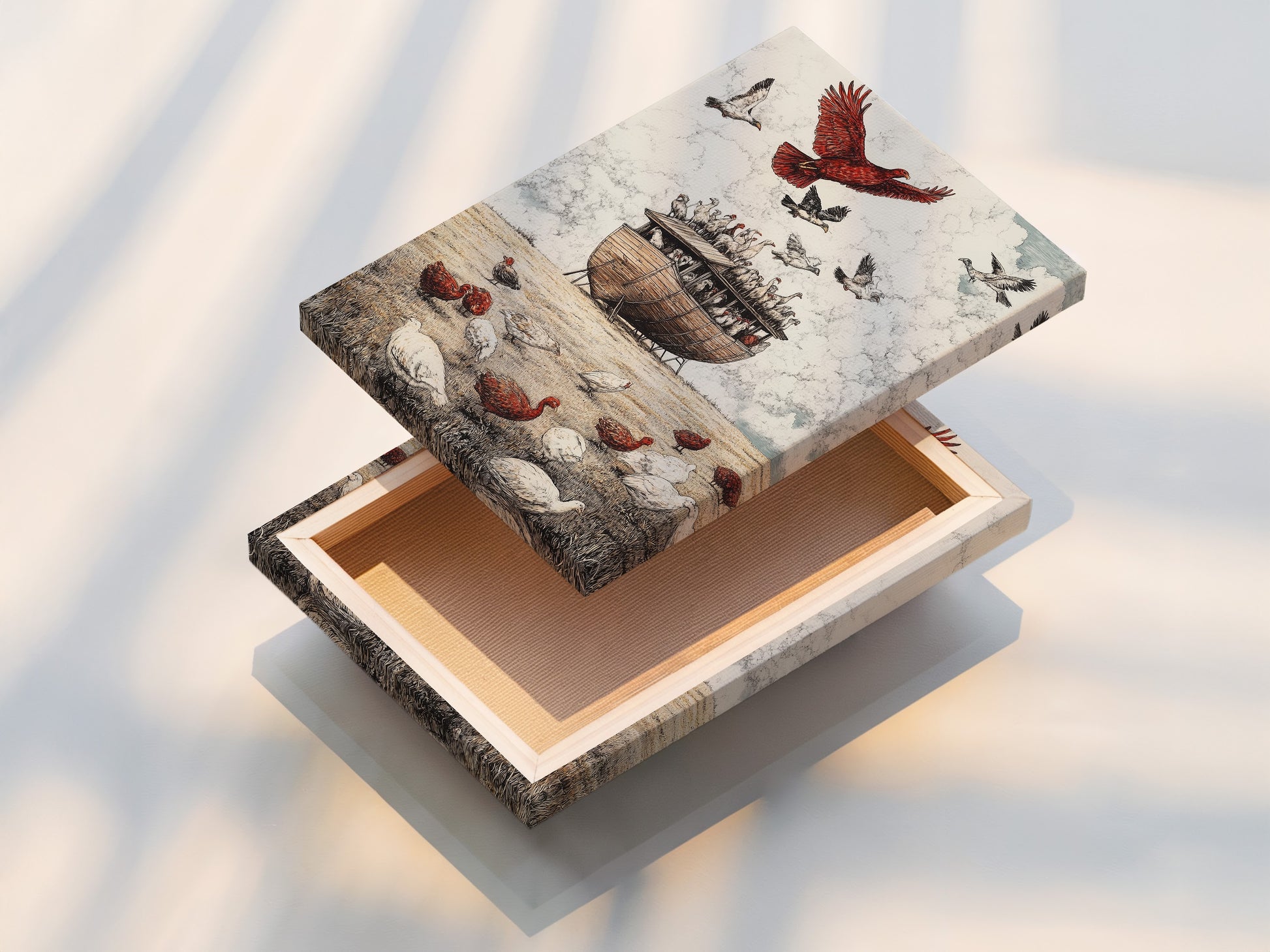 A stretched canvas print ready to hang. The canvas print offers a gallery-wrapped look. It provides a professional finish. The stretched canvas ensures the artwork is taut and smooth. Ready to display.