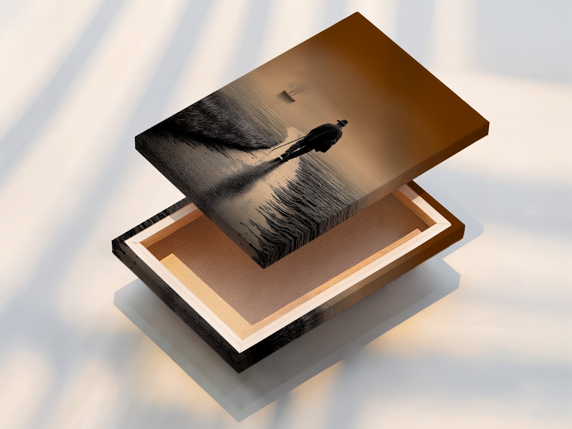 A stretched canvas print displayed. The canvas is tightly stretched. It creates a clean and professional look. Perfect for showcasing artwork. The texture of the canvas adds depth. Experience the quality of stretched canvas prints. They are ready to hang.