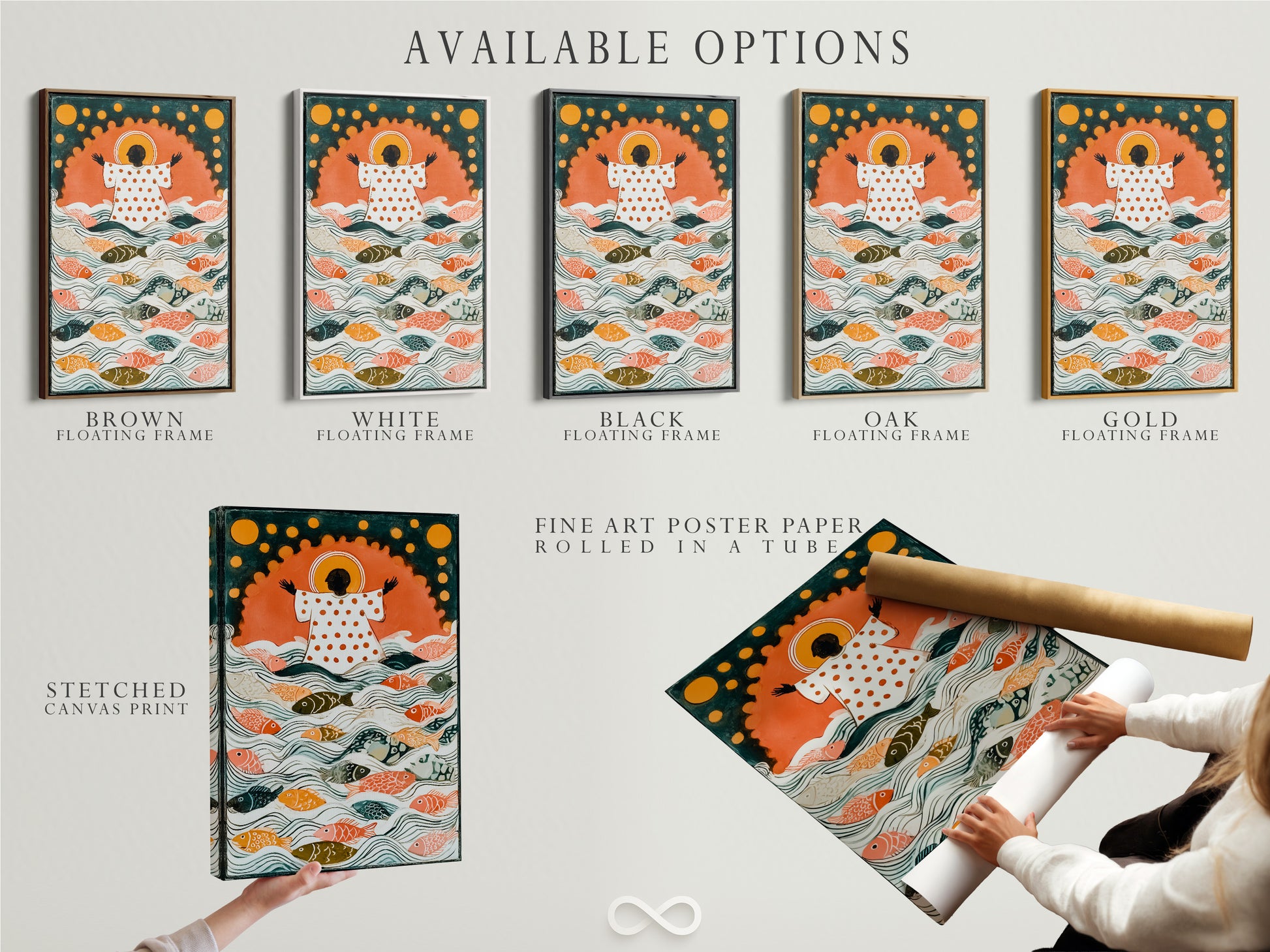 Explore available options for your artwork. Choose from stretched canvas prints. Also available is fine art poster paper. Consider a stylish floating frame. Find the perfect format to showcase your art. Elevate your art display with these options.