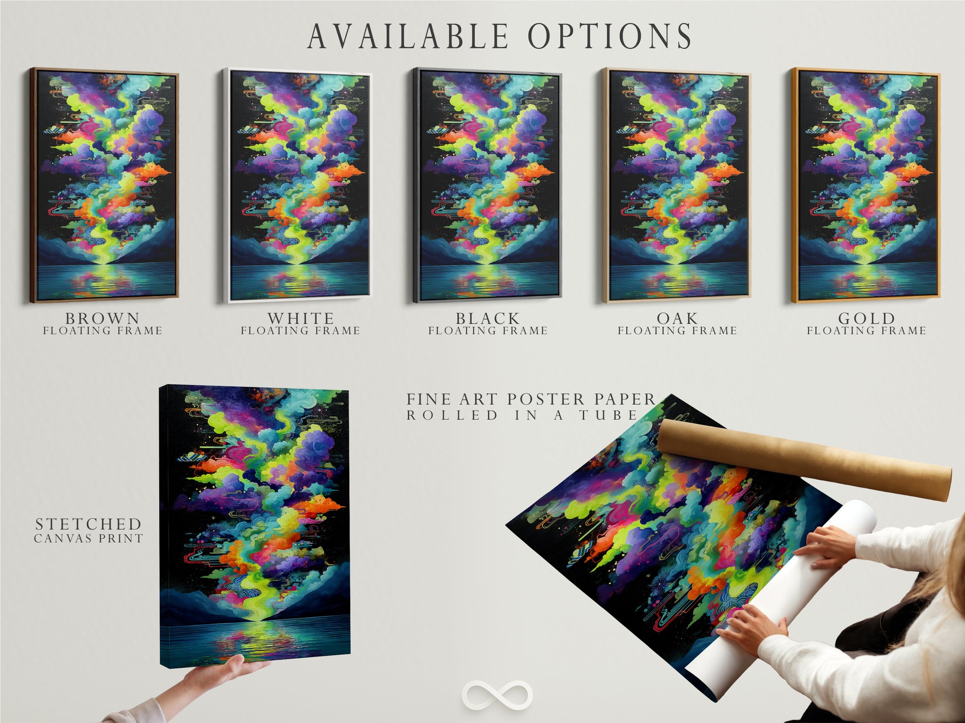 Explore available options including stretched canvas prints fine art poster paper and floating frames. Customize your colorful cloudscape artwork. Find the perfect modern art to suit your style. Discover abstract lake art today.