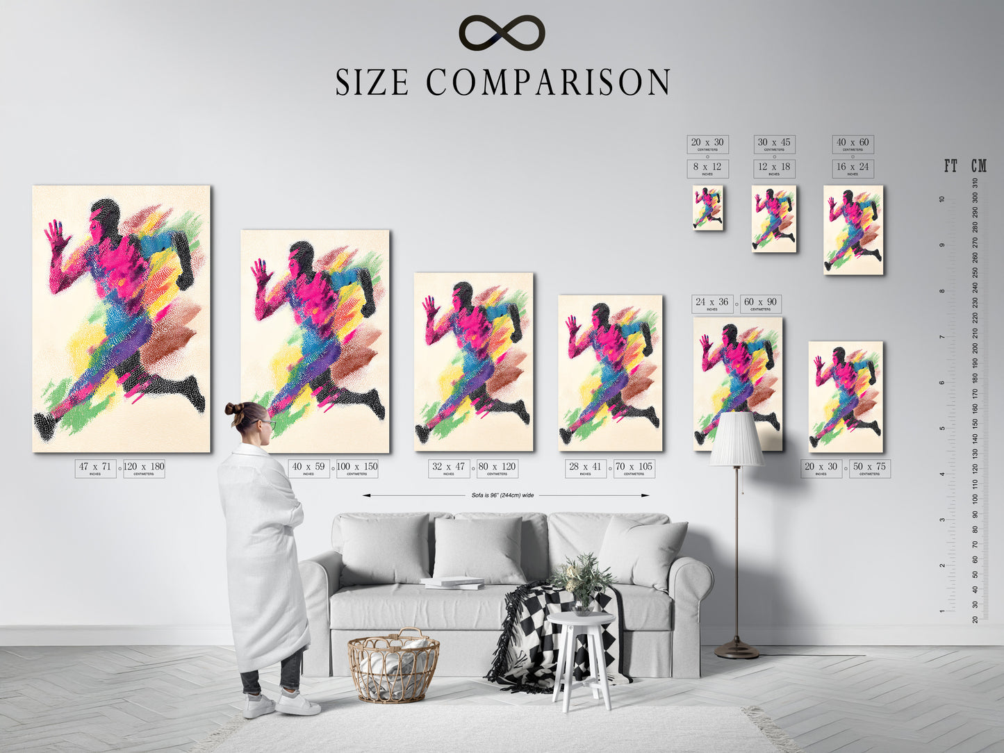 Impression d'art d'une figure en mouvement colorée - Décoration murale sportive abstraite, Poster coureur arc-en-ciel moderne, Inspiration athlétique pour la décoration intérieure