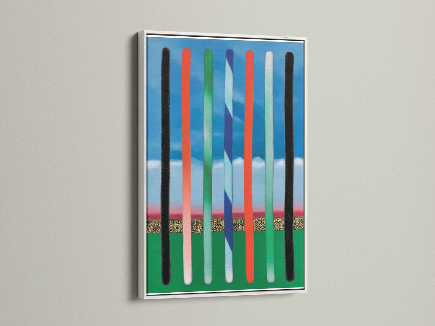Artwork in a white frame is displayed. The white frame offers a clean and modern look. This frame enhances the artwork's colors and details. Ideal for contemporary spaces seeking a minimalist touch. Explore the timeless elegance of a white frame.