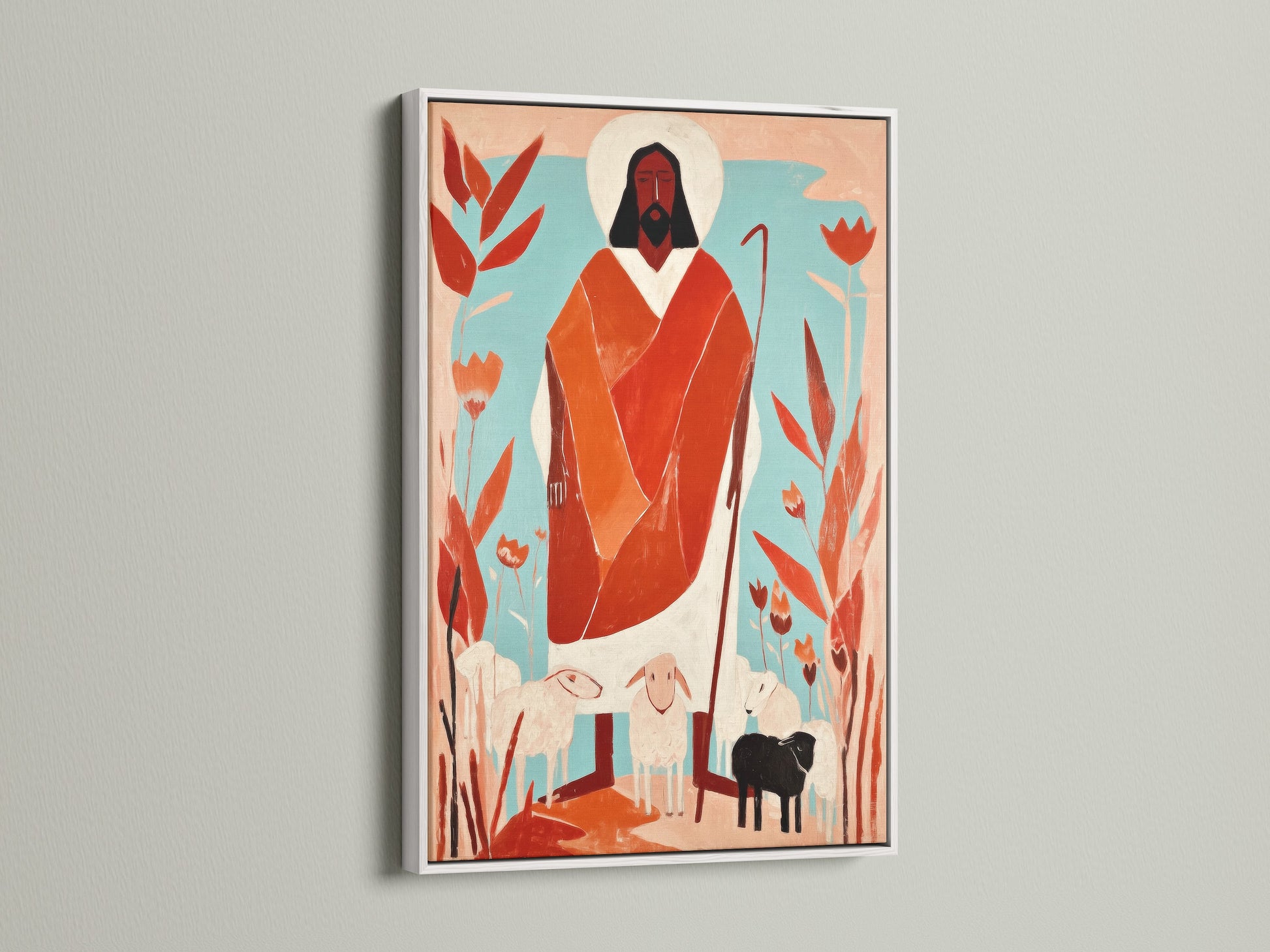 Artwork in a white frame against a clean white wall. The white frame offers a fresh and modern look. It complements any artwork style. Enhance your home decor with framed art. Explore our options today.