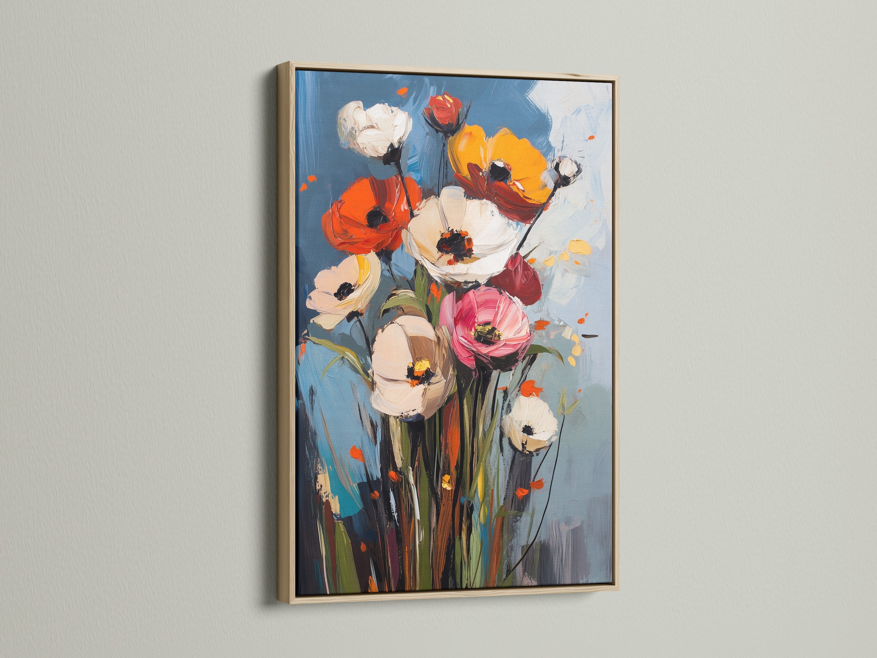 Artwork with an oak frame is featured. The frame enhances the artwork. Oak frames offer a natural and timeless aesthetic. Perfect for any style of artwork. Find the ideal frame for your artwork today.