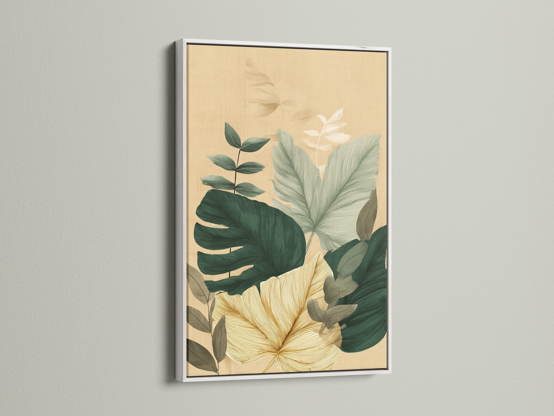 Artwork displayed in a white frame. The white frame provides a clean modern look. White frames allow the art to stand out. It blends seamlessly with any decor style.