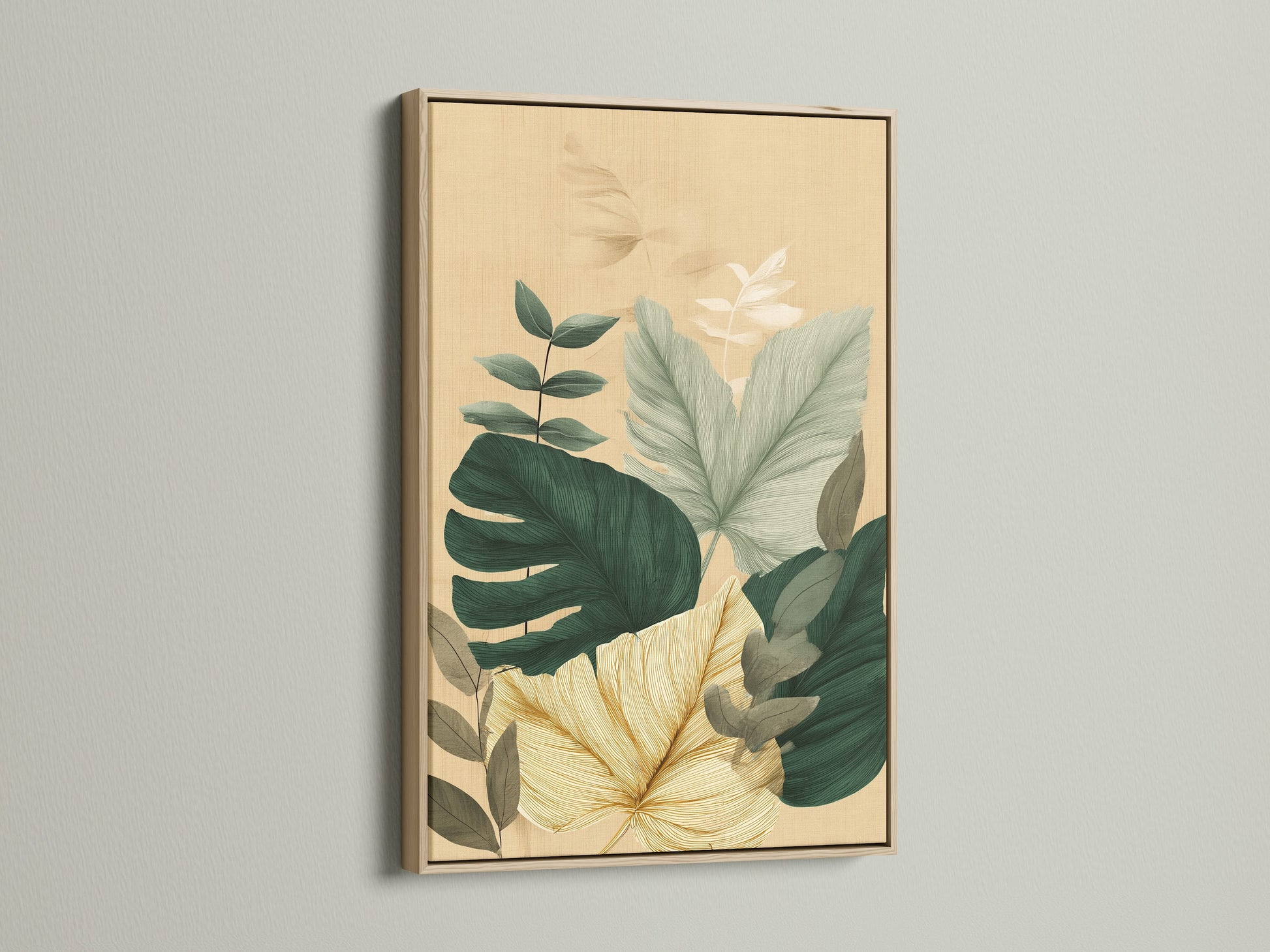 Artwork in an oak frame. The frame enhances the artwork's natural beauty. Oak frames offer a warm and timeless aesthetic. Perfect for living rooms and office spaces.