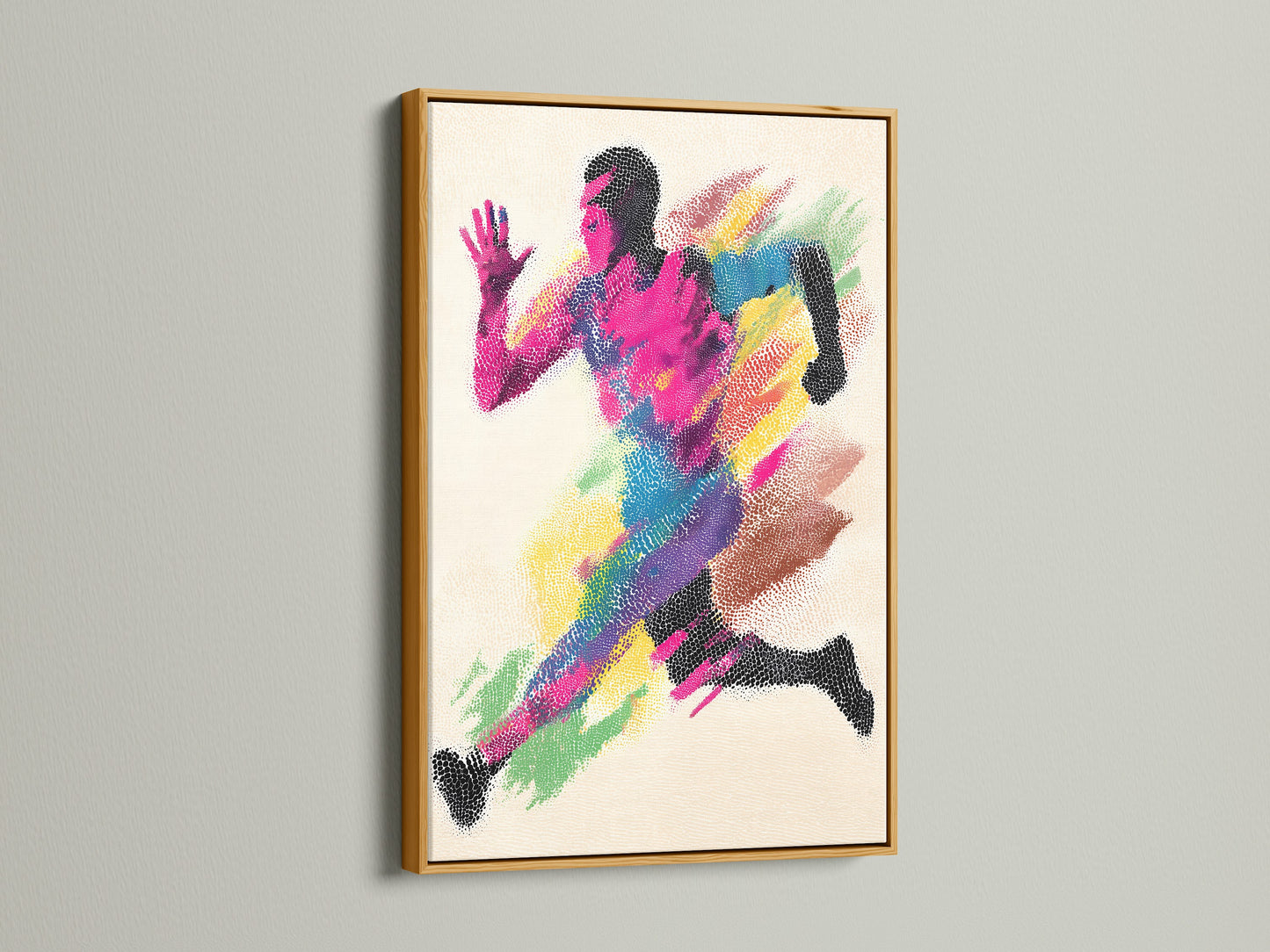Impression d'art d'une figure en mouvement colorée - Décoration murale sportive abstraite, Poster coureur arc-en-ciel moderne, Inspiration athlétique pour la décoration intérieure