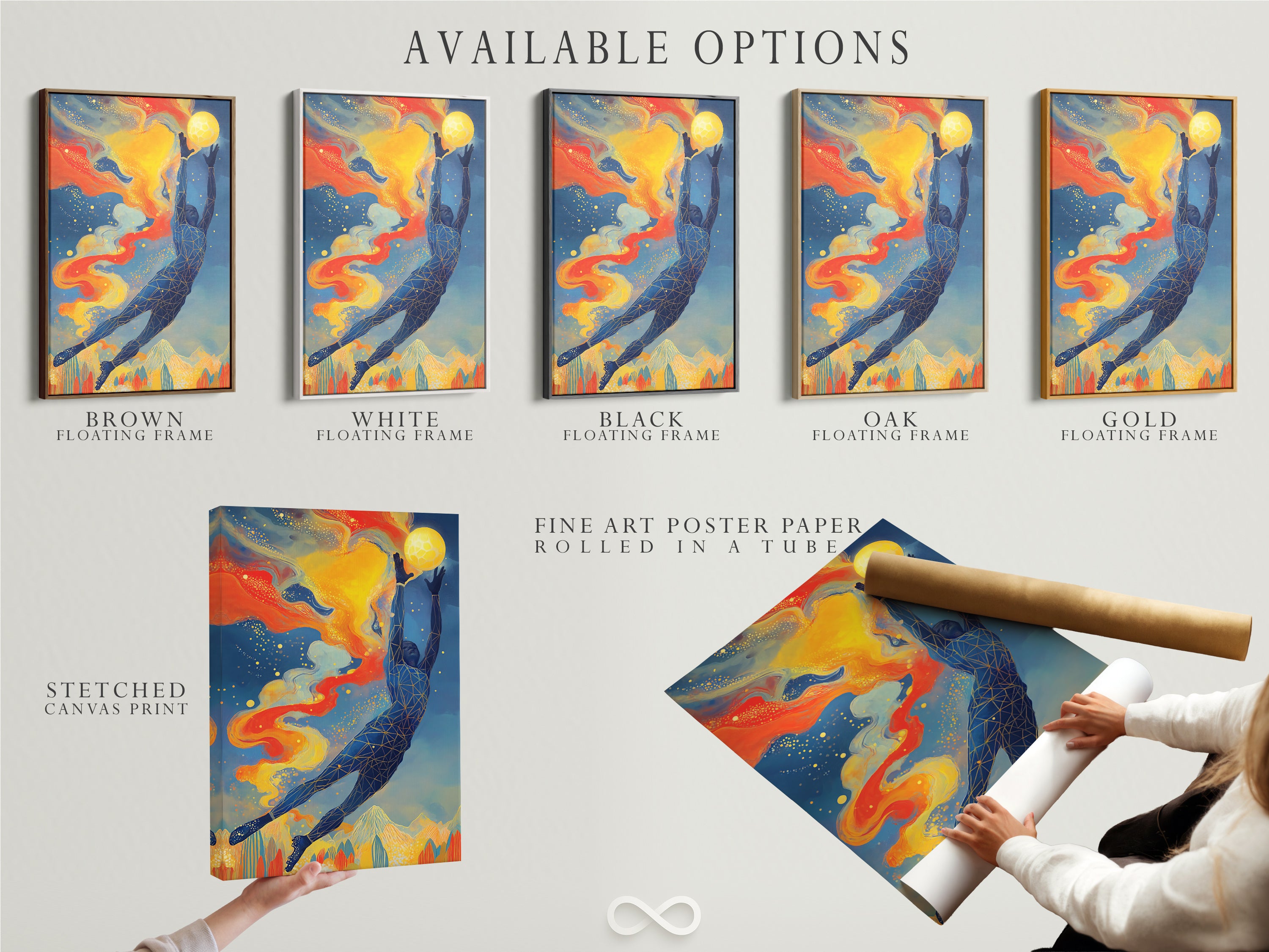Explore available options including stretched canvas prints fine art poster paper and floating frames. Customize your geometric ocean wall art to match your personal style. The options ensure the perfect presentation for your whale art print.