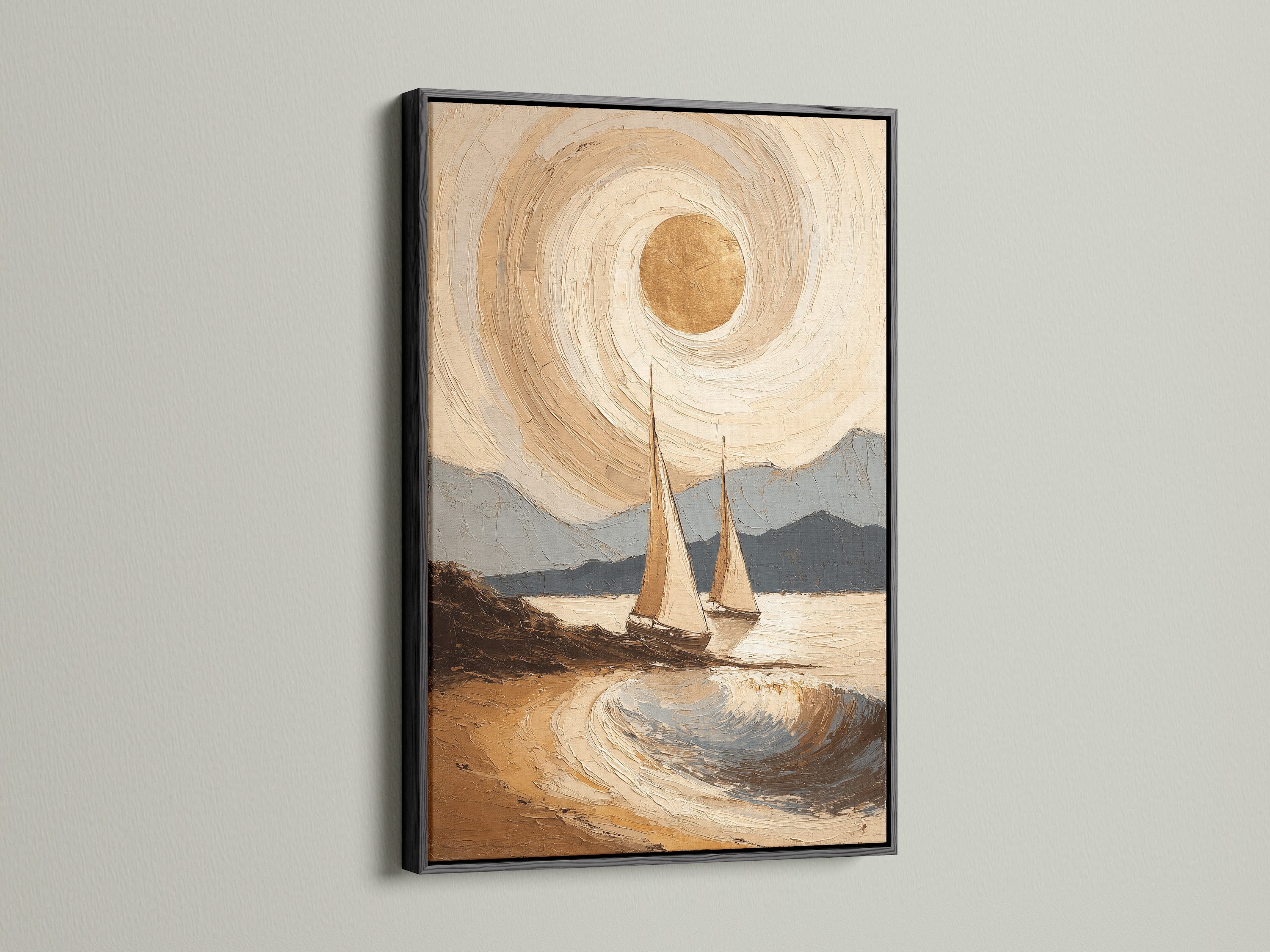 Coastal Sailboat Art Print - Nautical Beach Painting, Ocean Wave Landscape, Seascape Wall Decor, Maritime Home Art, Sailing Boats