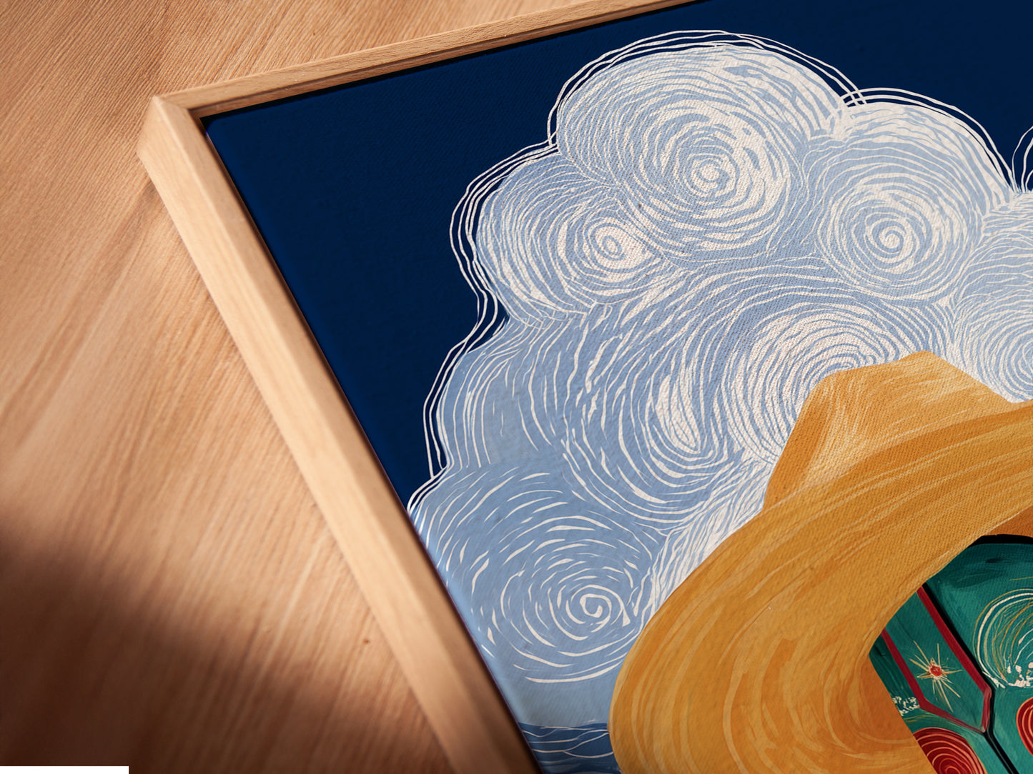 A close-up of a canvas print in a floating frame. The Cowgirl Boots art is beautifully displayed. Perfect for adding western charm. Enhance your countrycore decor with this unique piece. A stylish choice for farmhouse art.