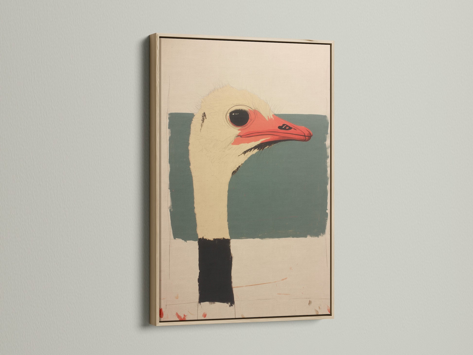 Artwork with an oak frame on a white wall. The oak frame offers a natural look. It can complement various art styles. Consider an oak frame for a warm touch. Enhance your artwork with this elegant frame.