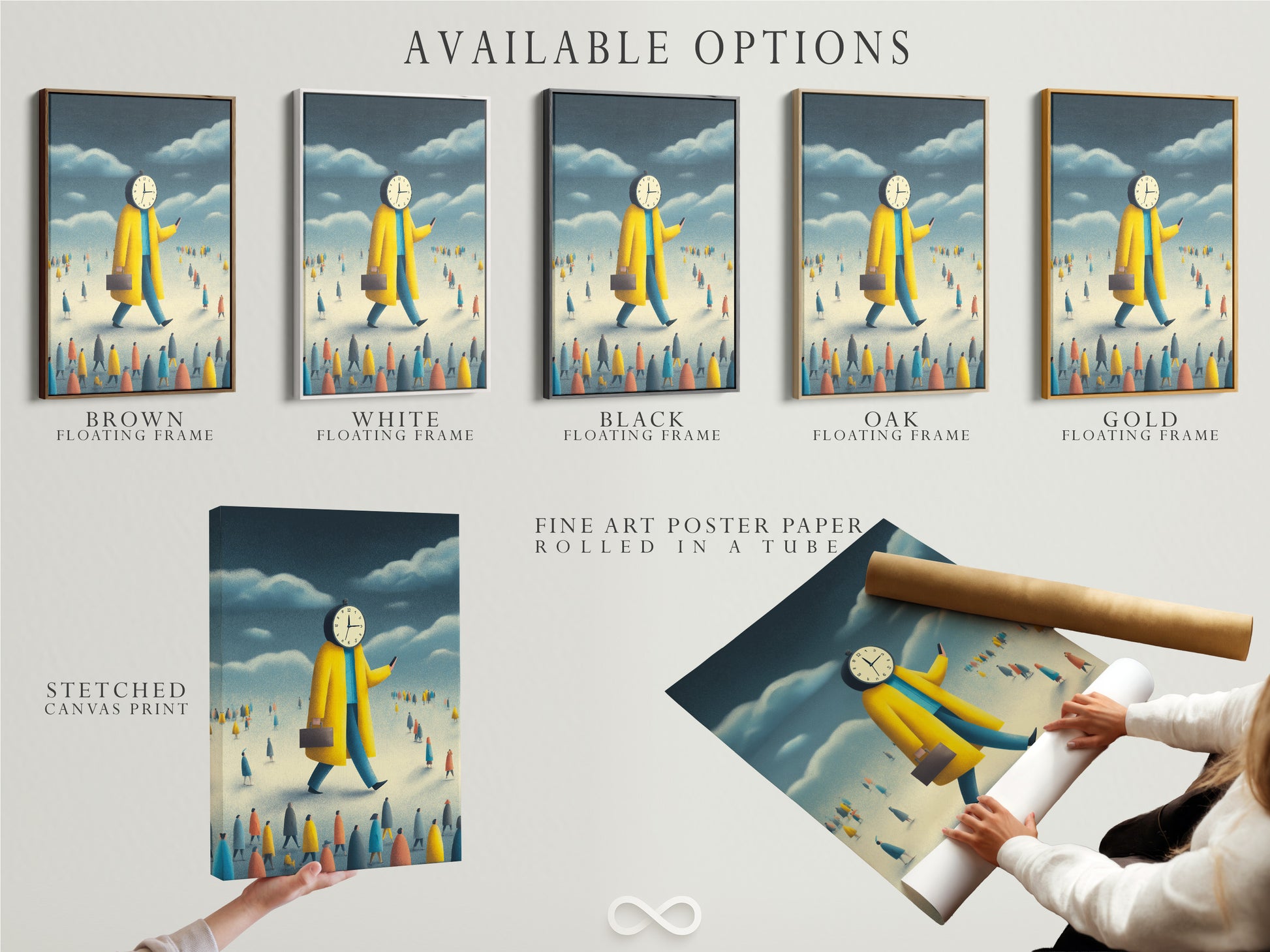 Available options include stretched canvas print fine art poster paper and floating frame. Choose the perfect medium and frame for your artwork. Customize your art to match your personal style. Explore all available options today.