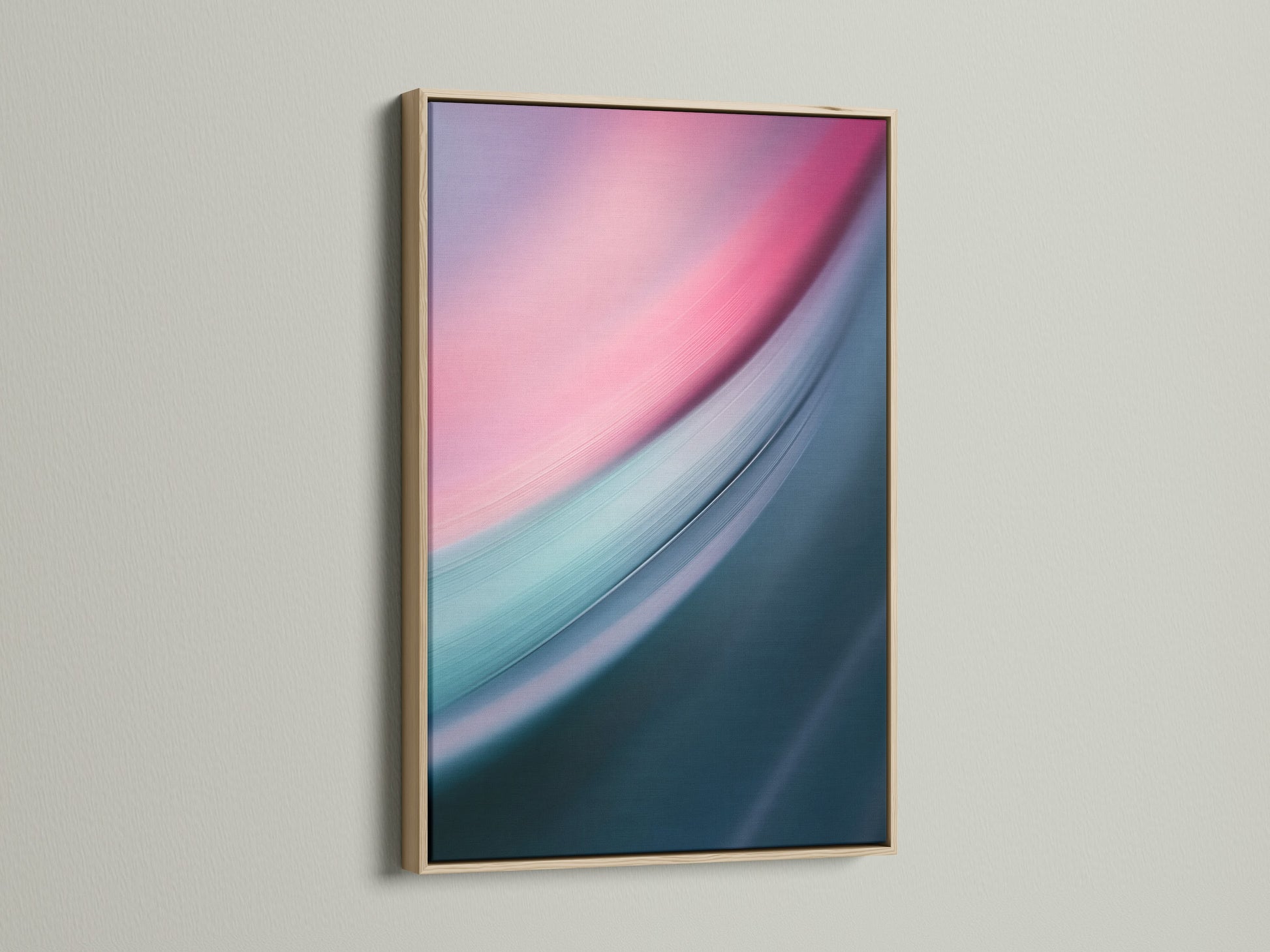 Artwork displayed in an oak frame. The oak frame adds warmth and character. The natural wood grain enhances the art. Perfect for classic and contemporary interiors. The frame complements the artwork beautifully. Elevate your art with an oak frame.