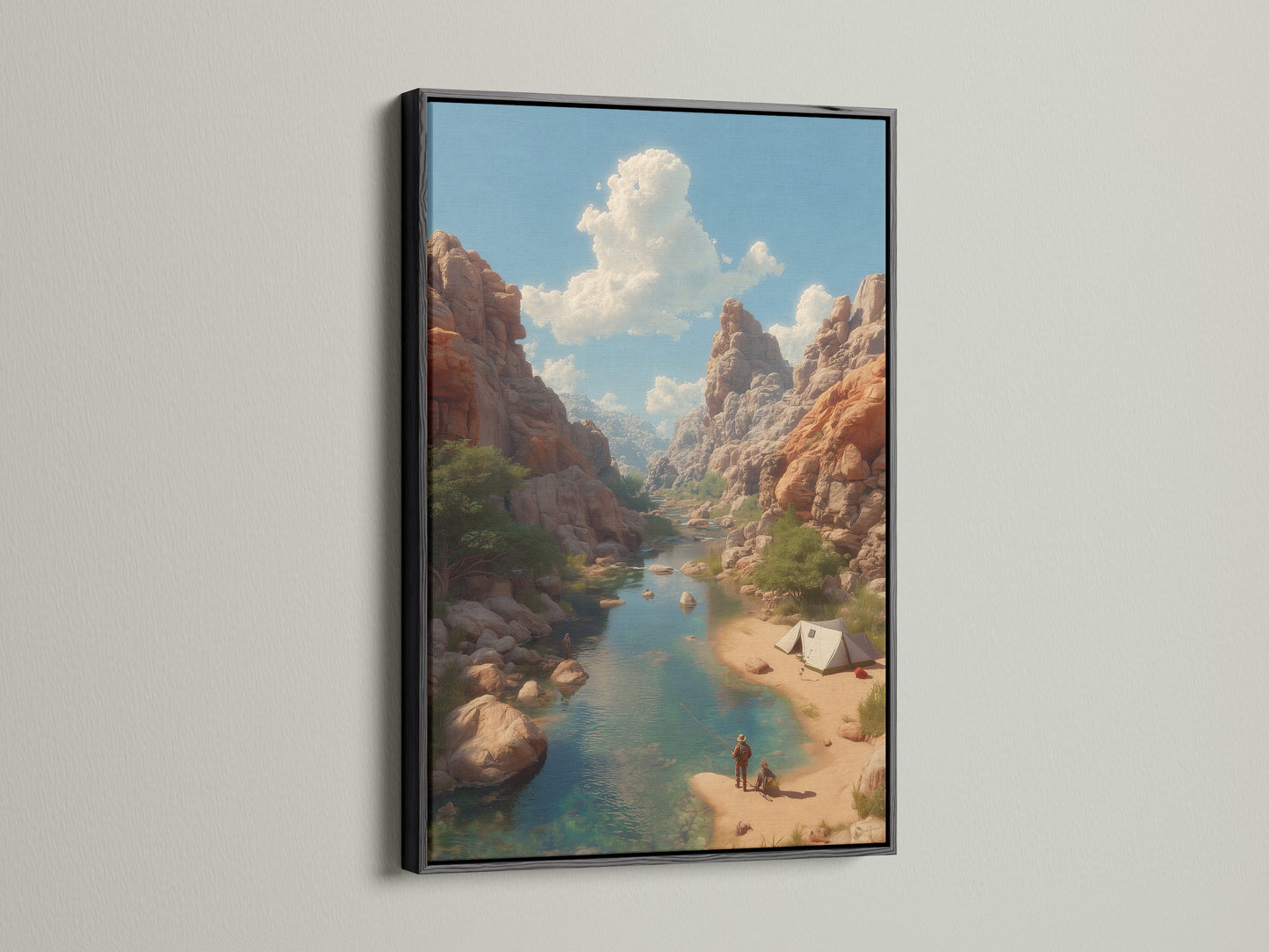 Artwork set in a black frame. The black frame adds a touch of sophistication. The art piece has a bold and striking appearance. Black frames create a focal point. This frame enhances the artwork. The art exudes elegance with black.