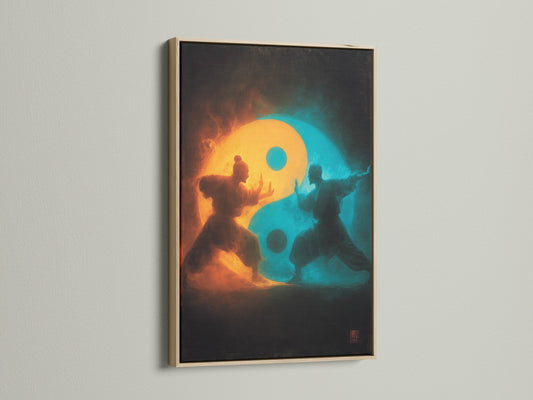 The artwork is beautifully presented in an oak frame. The art piece is displayed on a white wall. The natural wood grain adds warmth to the display. Elevate your home decor with framed artwork. Discover the charm of oak framed art.