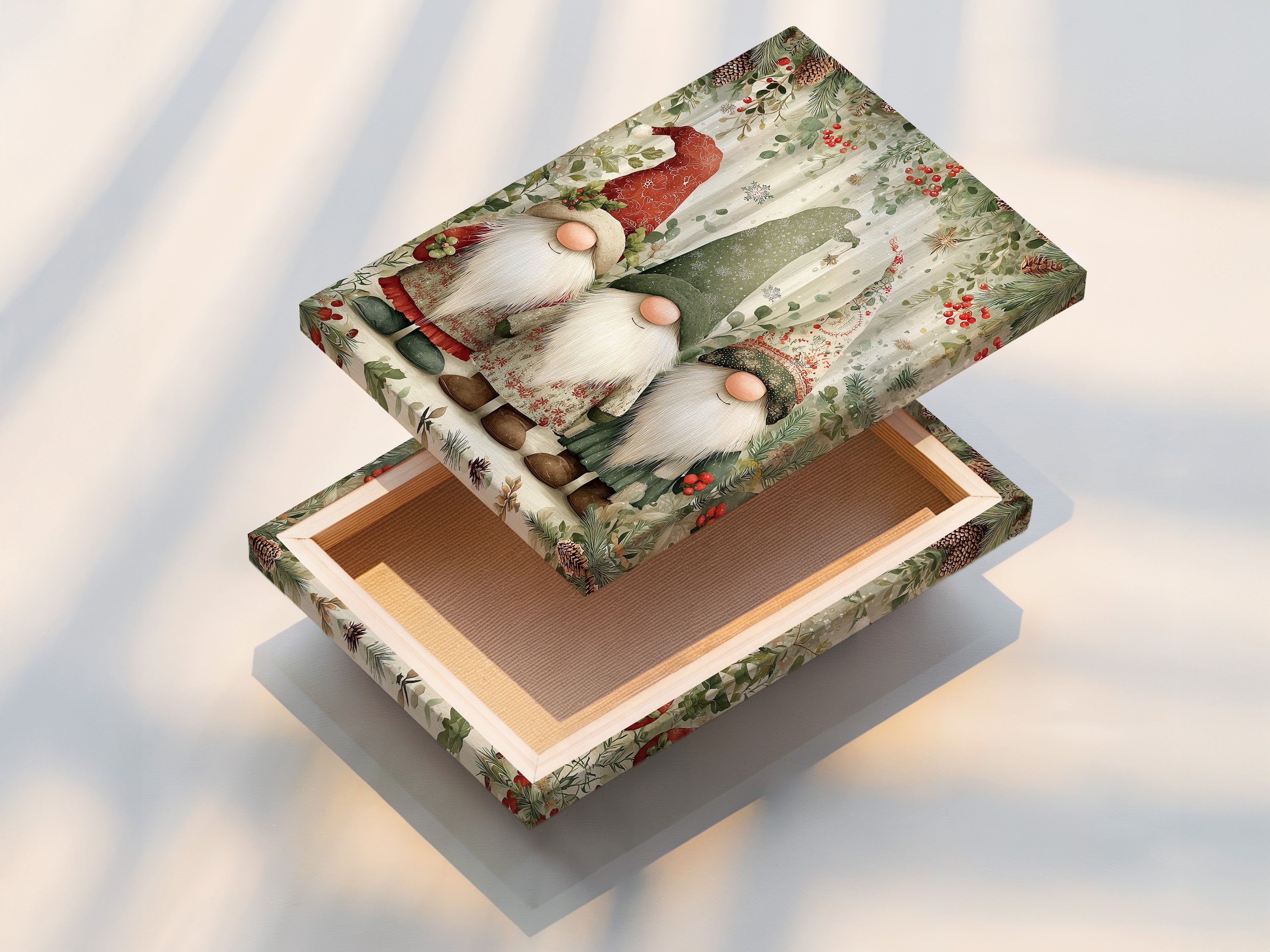 Cetakan Kanvas Gnome Krismas - Seni Dinding Gnome Percutian, Hiasan Musim Sejuk Scandinavia untuk Hiasan Dinding Dapur Rumah Ladang