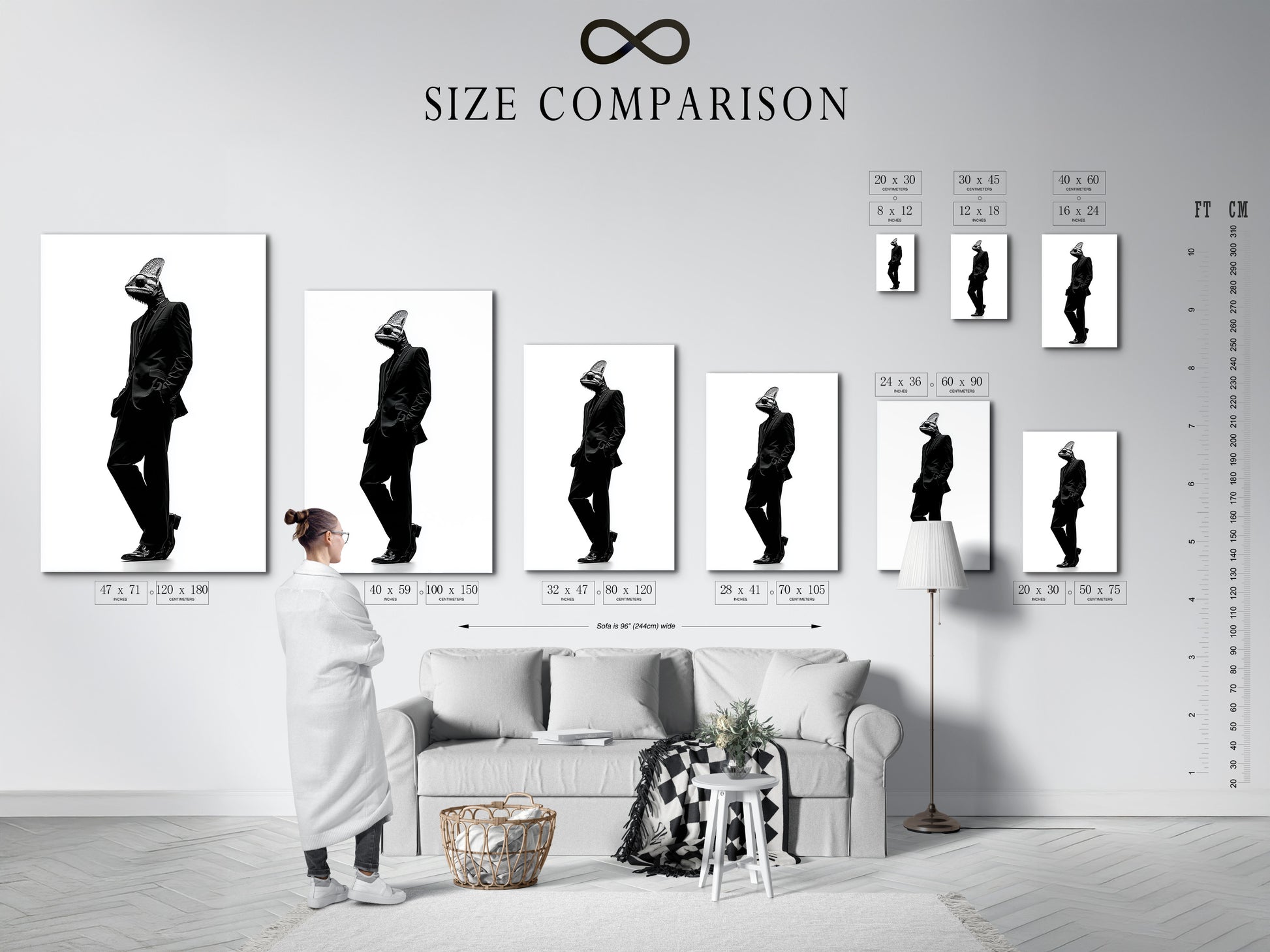 A size comparison chart helps visualize art in your space. See how different sizes fit your interior. This chart makes choosing art easier. Compare sizes to find the perfect fit. Plan your art arrangement with our guide.