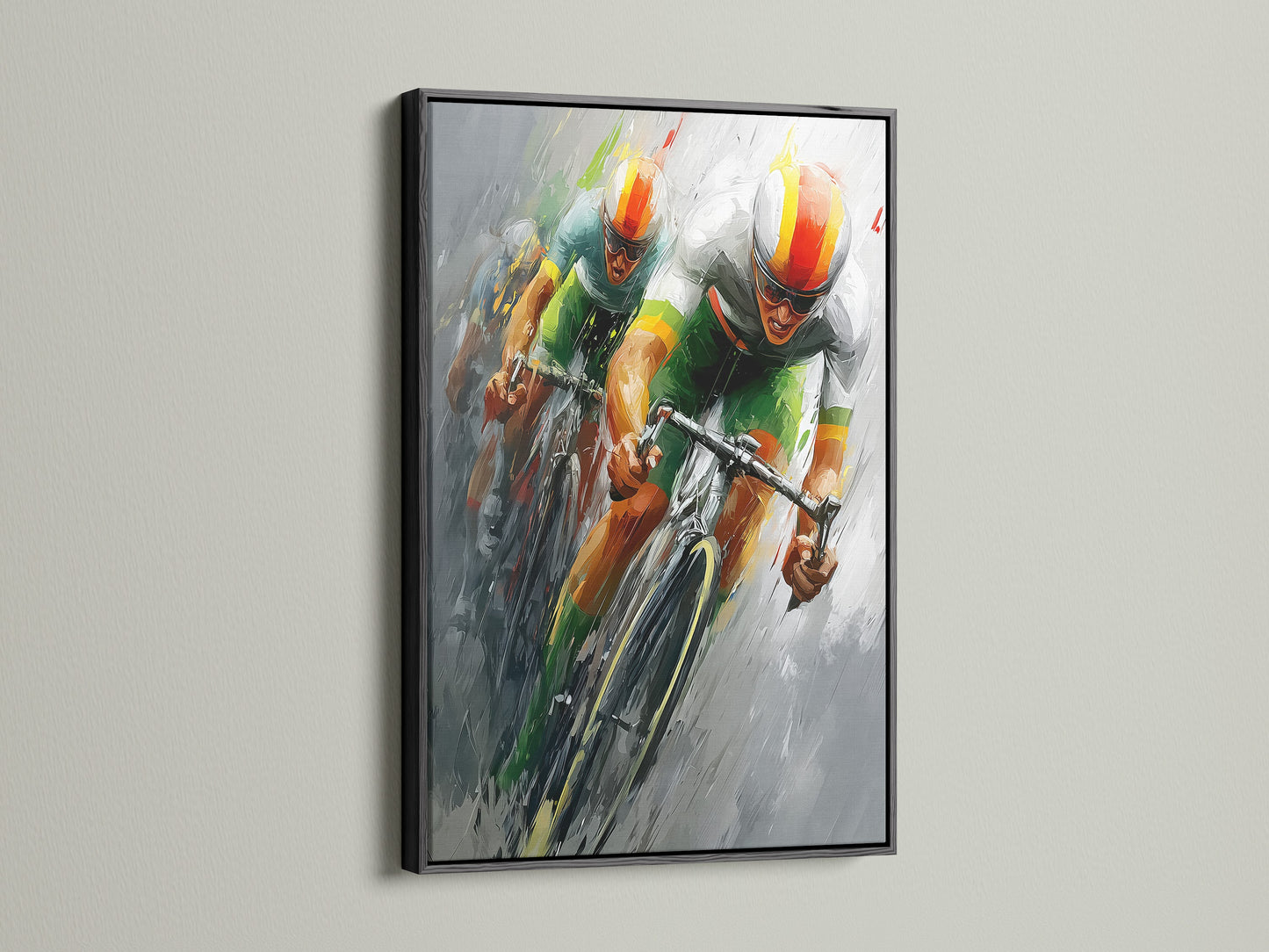 Artwork is displayed in a classic black frame. The bold black frame provides contrast. It adds a touch of sophistication. A timeless choice for any art piece. It complements various styles.