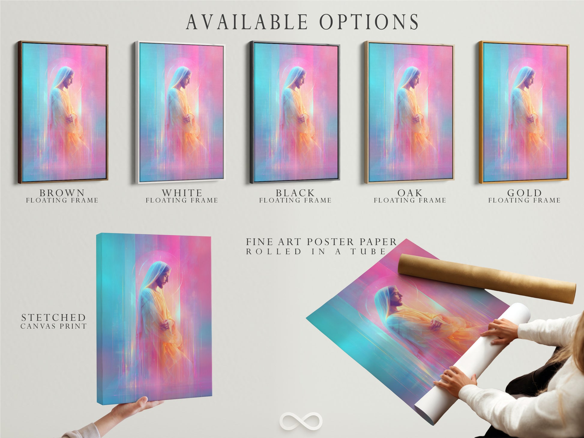 Explore available options including stretched canvas print fine art poster paper and floating frame. Choose the perfect combination to suit your taste. Personalize your artwork with these high-quality options. Transform any space with custom art.